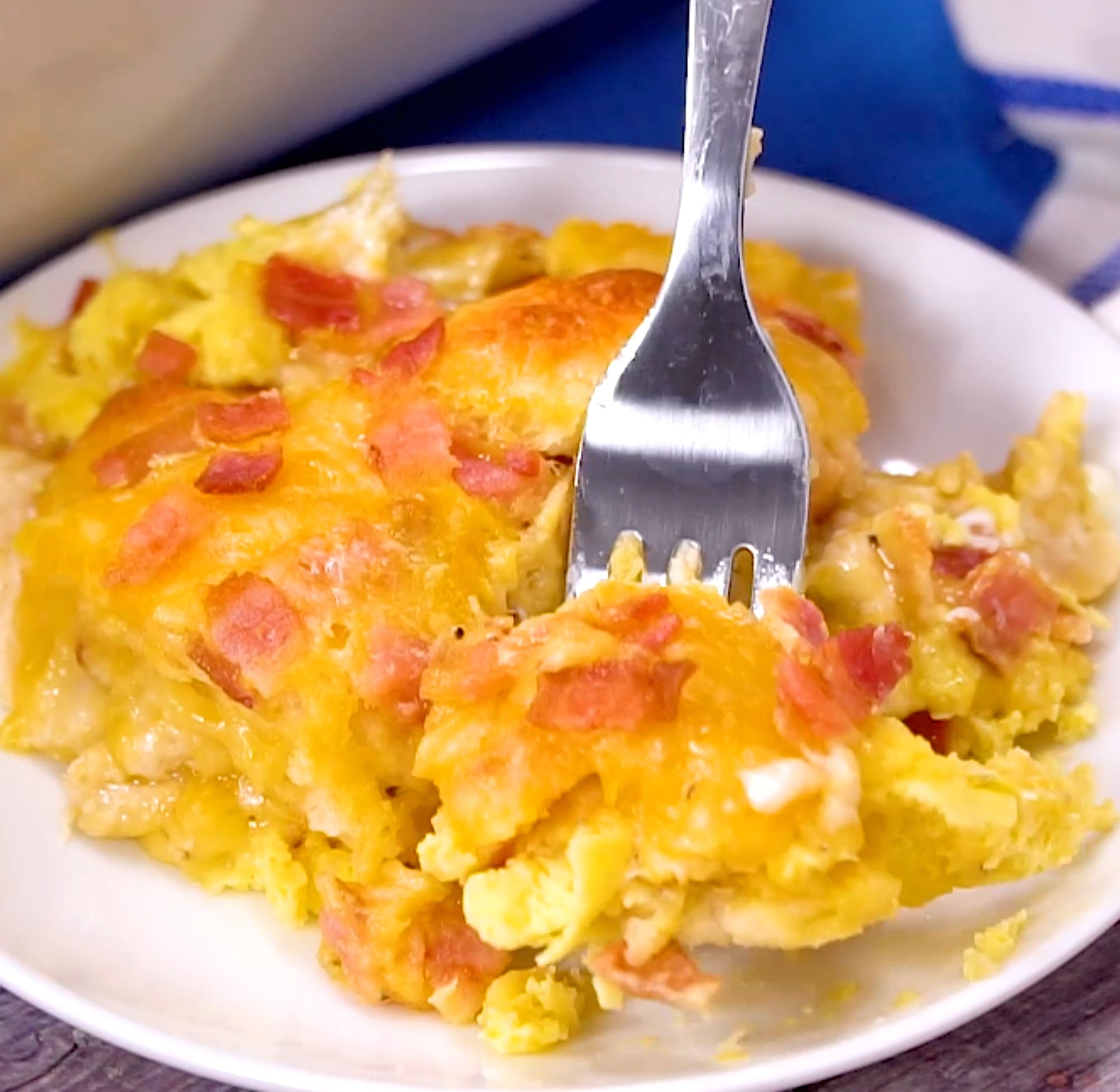 Sunday Morning Bacon, Egg & Cheese Biscuit Bake