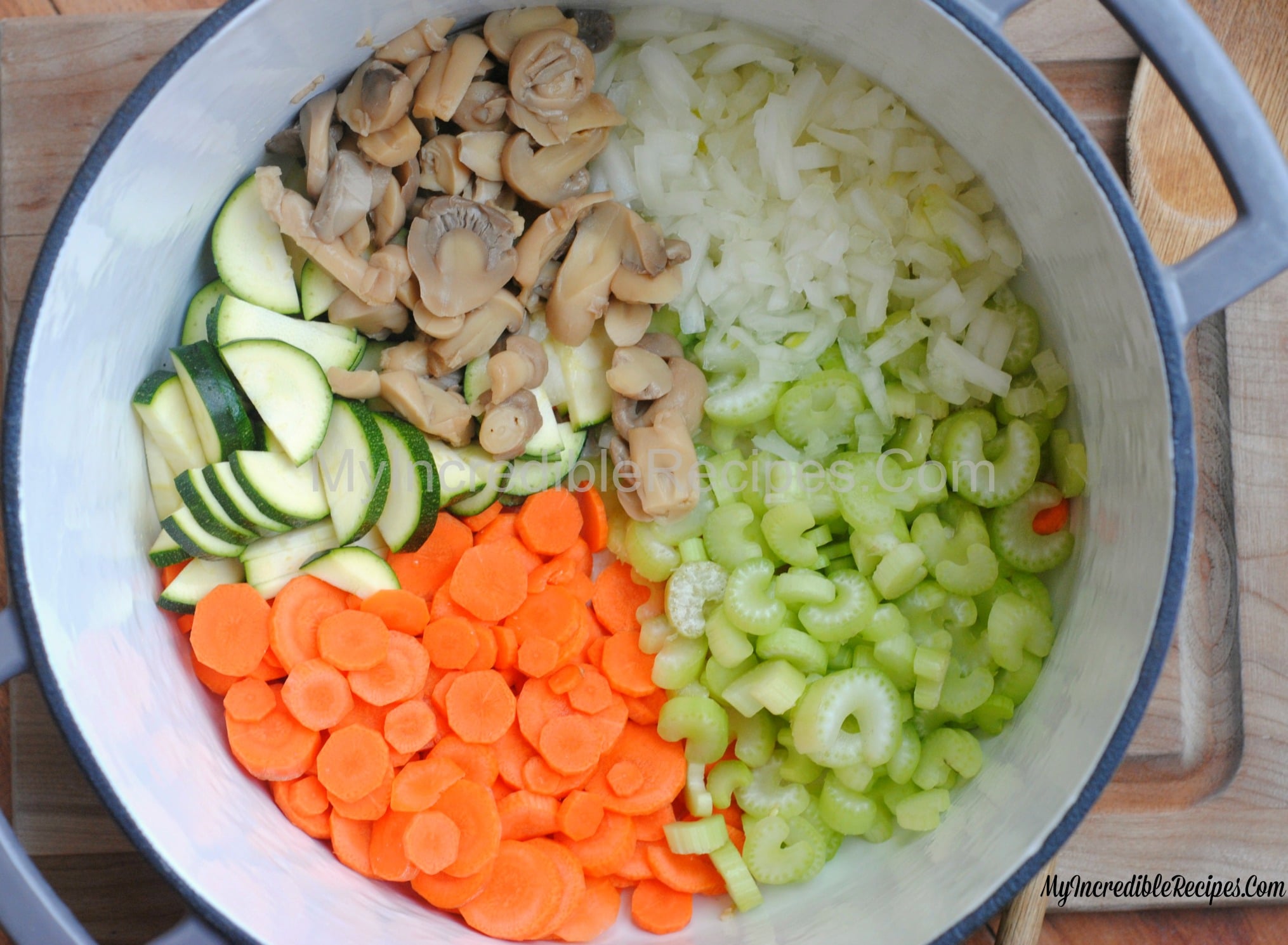 Weight loss soup ingredients arranged in a pot 