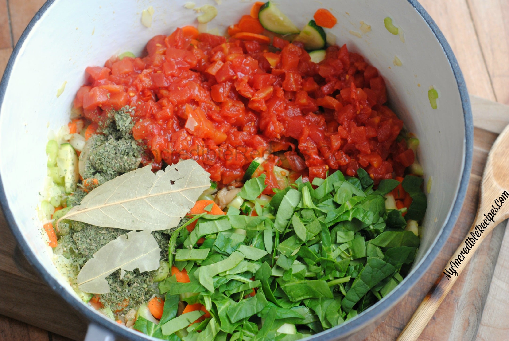 Weight loss soup ingredients in a pot