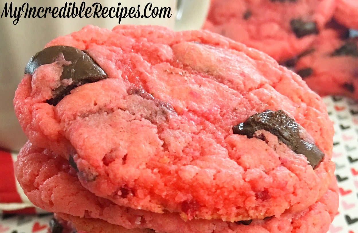 Strawberry Hot Chocolate Cake Mix Cookies!