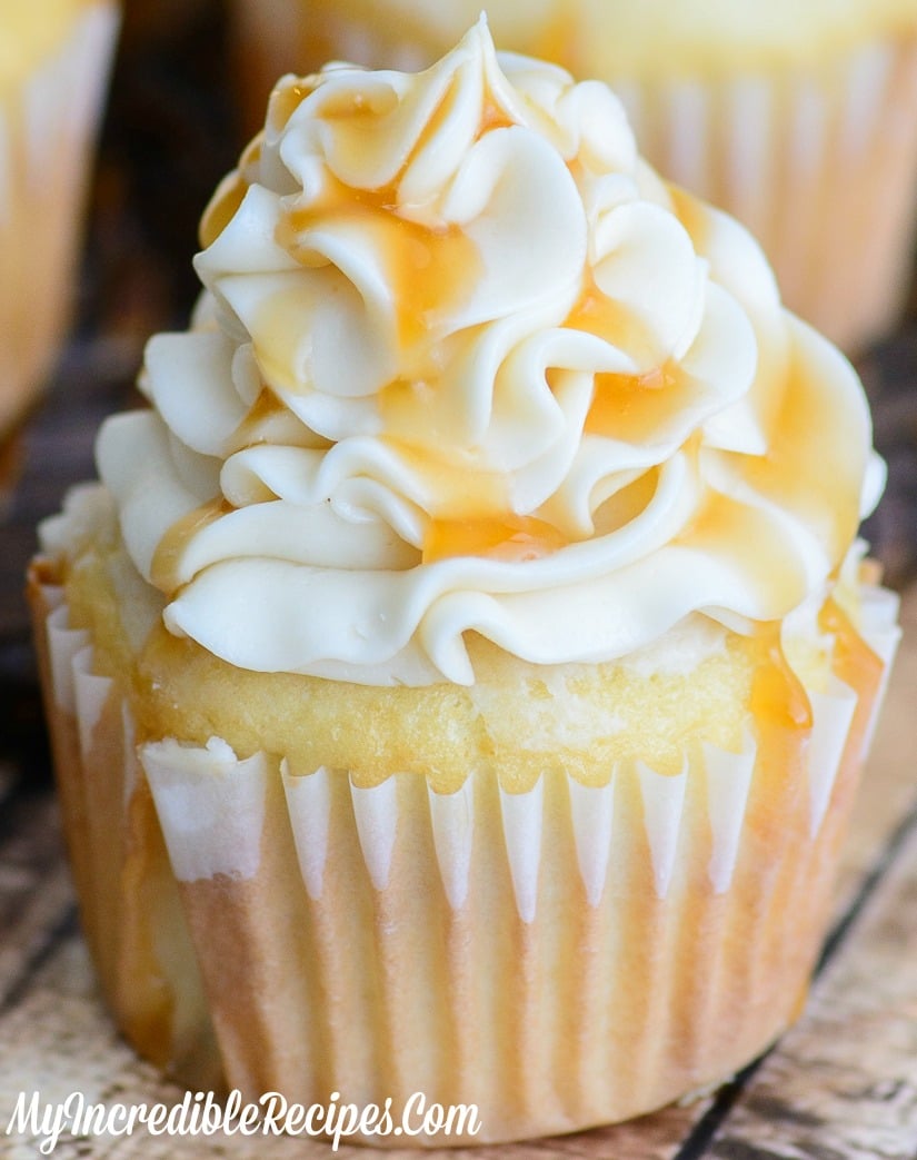 Caramel Apple Cupcakes with Caramel Buttercream Frosting!