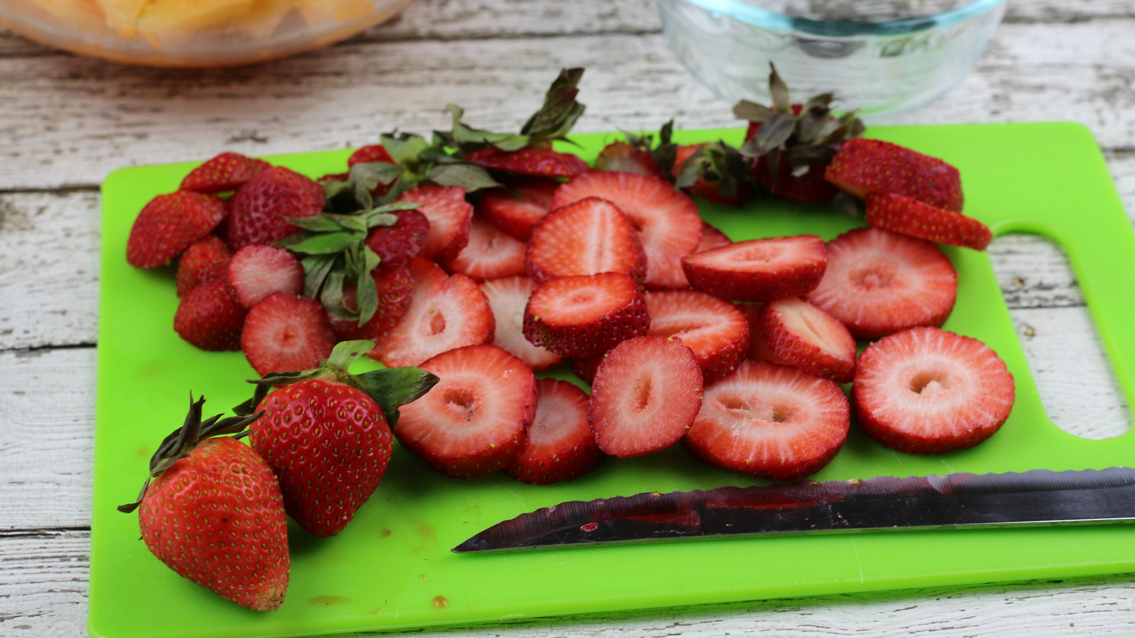 Strawberry Cantaloupe Popsicles Process 2
