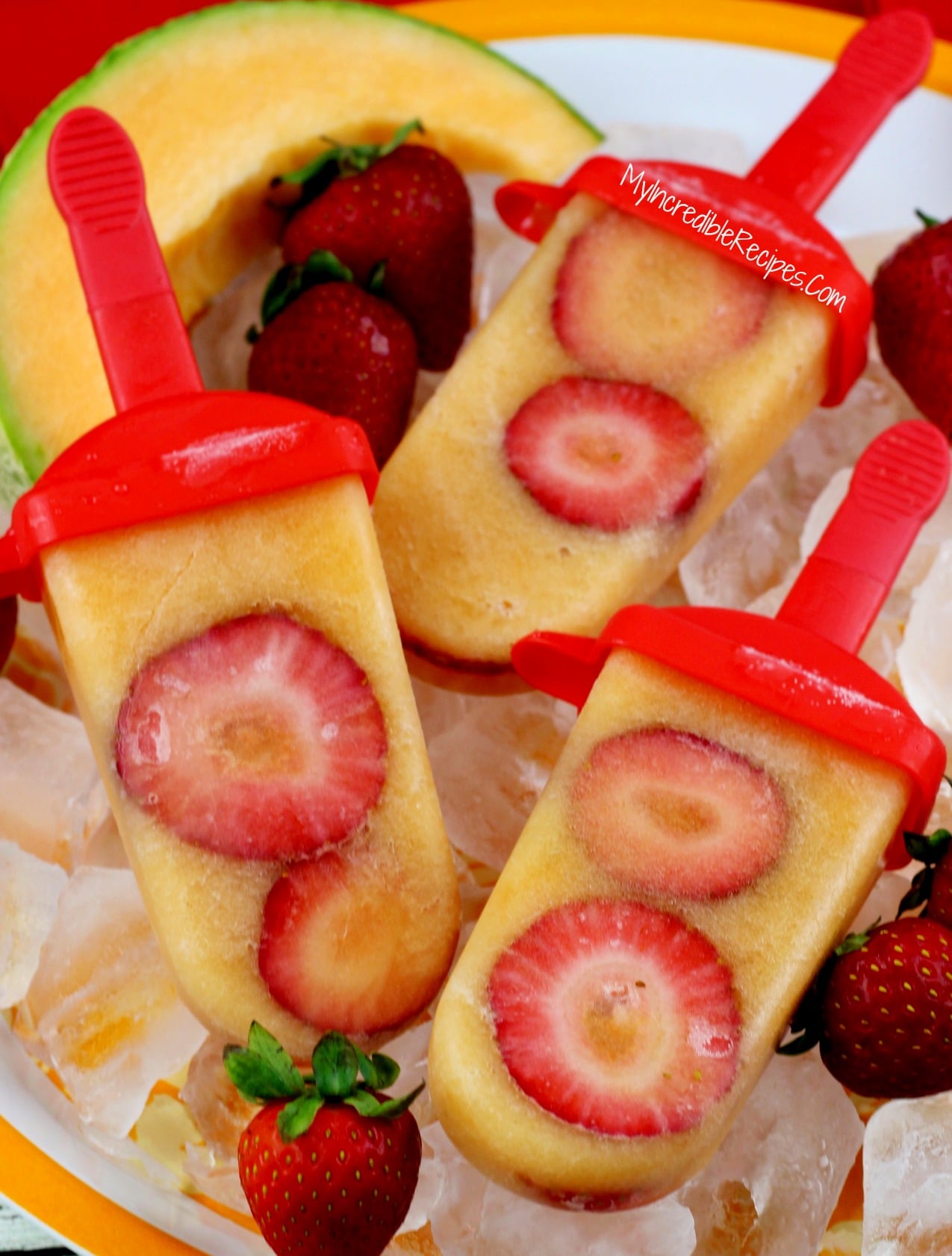 Strawberry Cantaloupe SANGRIA Popsicles!