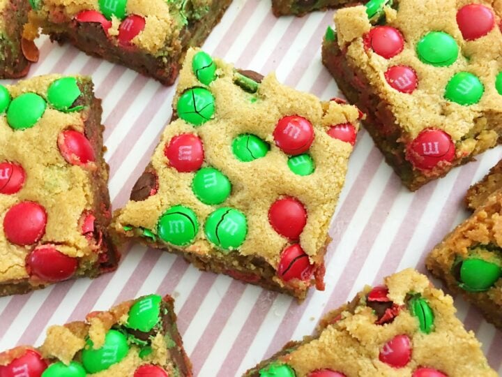 Thick & Chewy M & M Cookie Bars!
