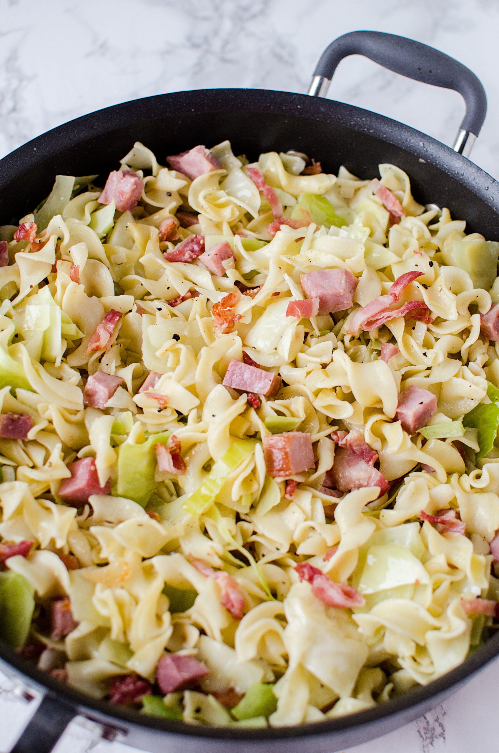 Cabbage & Noodles with Ham (Haluski)