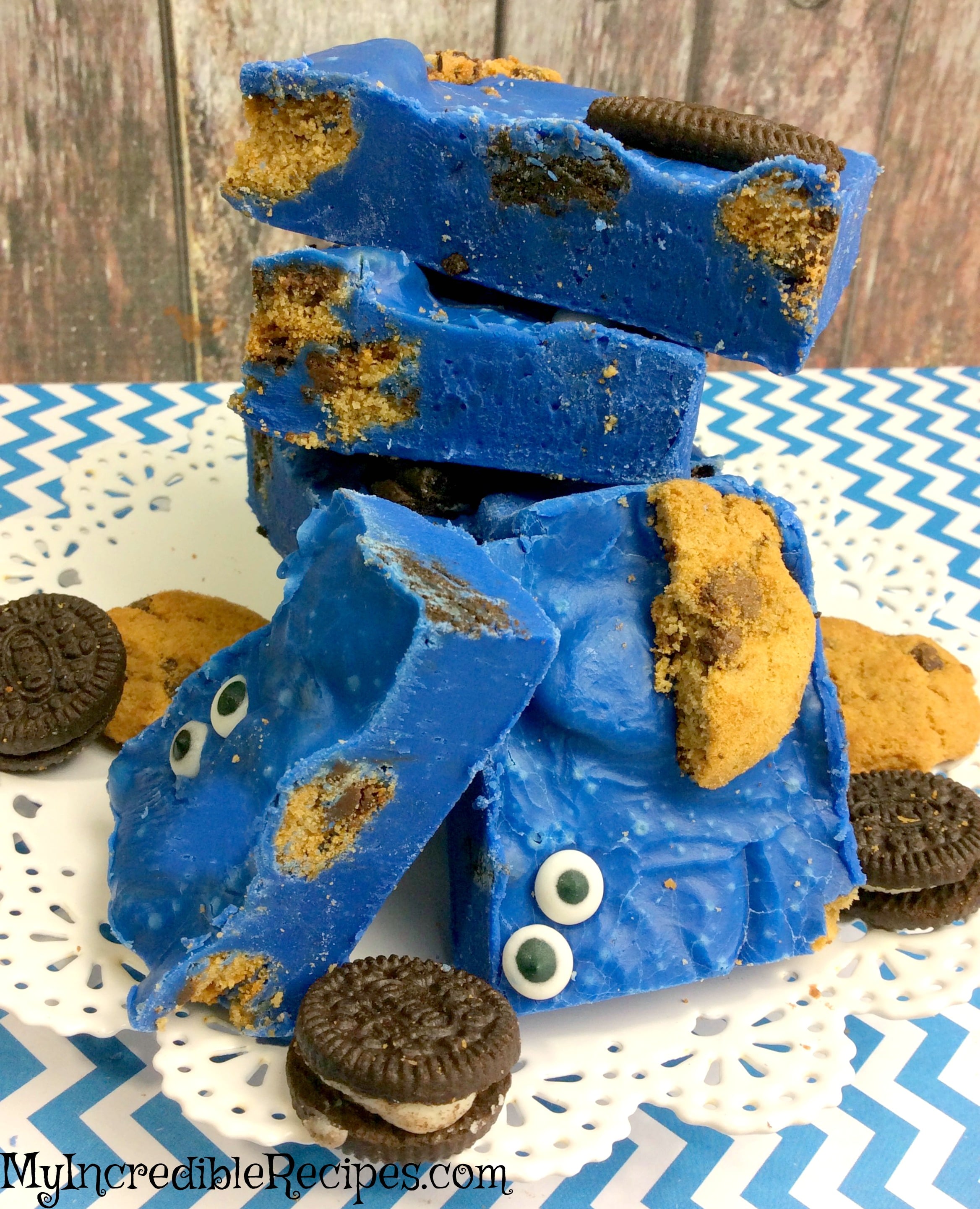 No Bake Cookie Monster Fudge!