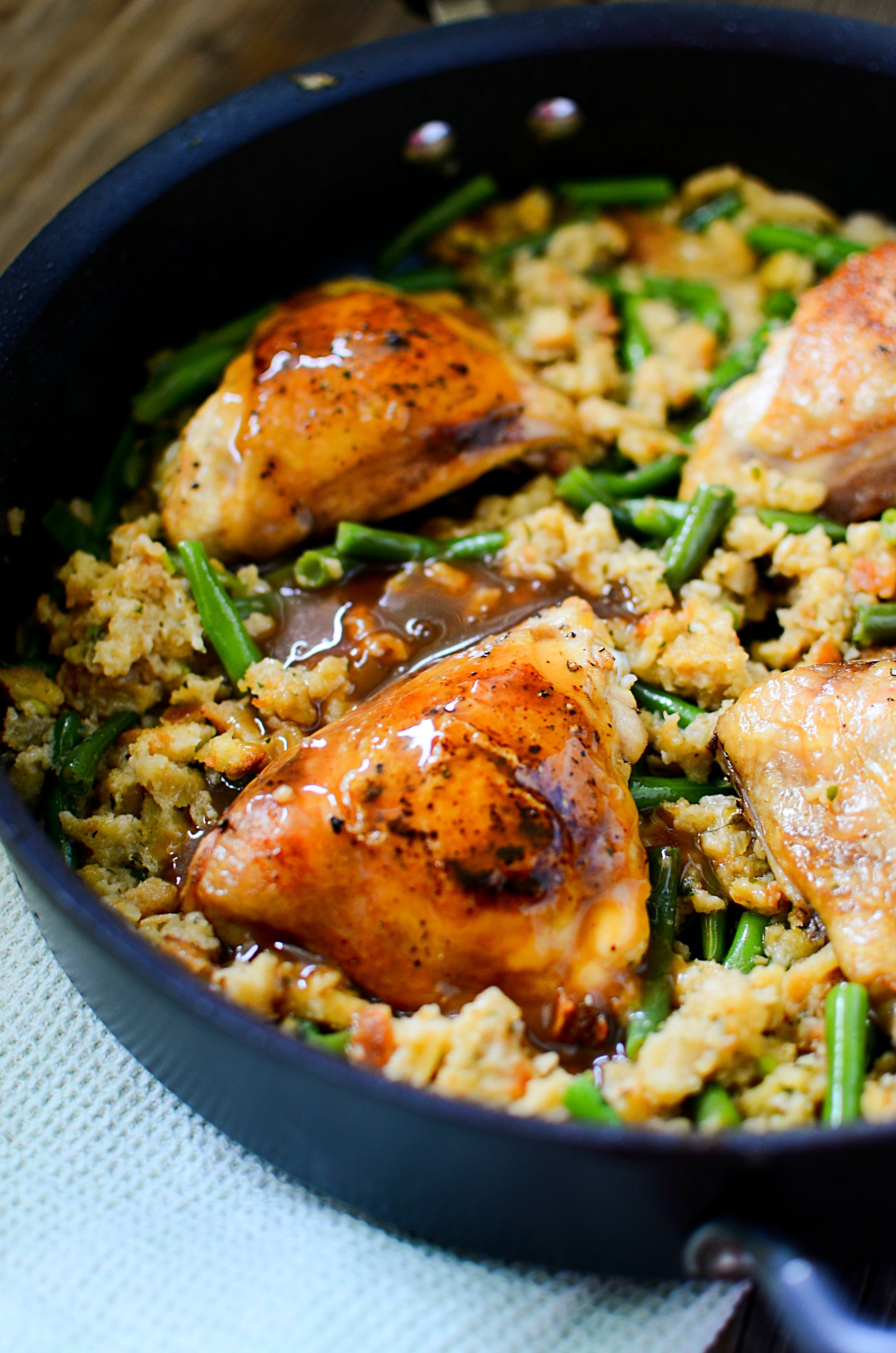 Garlic Chicken & Stuffing w/ Green Beans and Gravy!