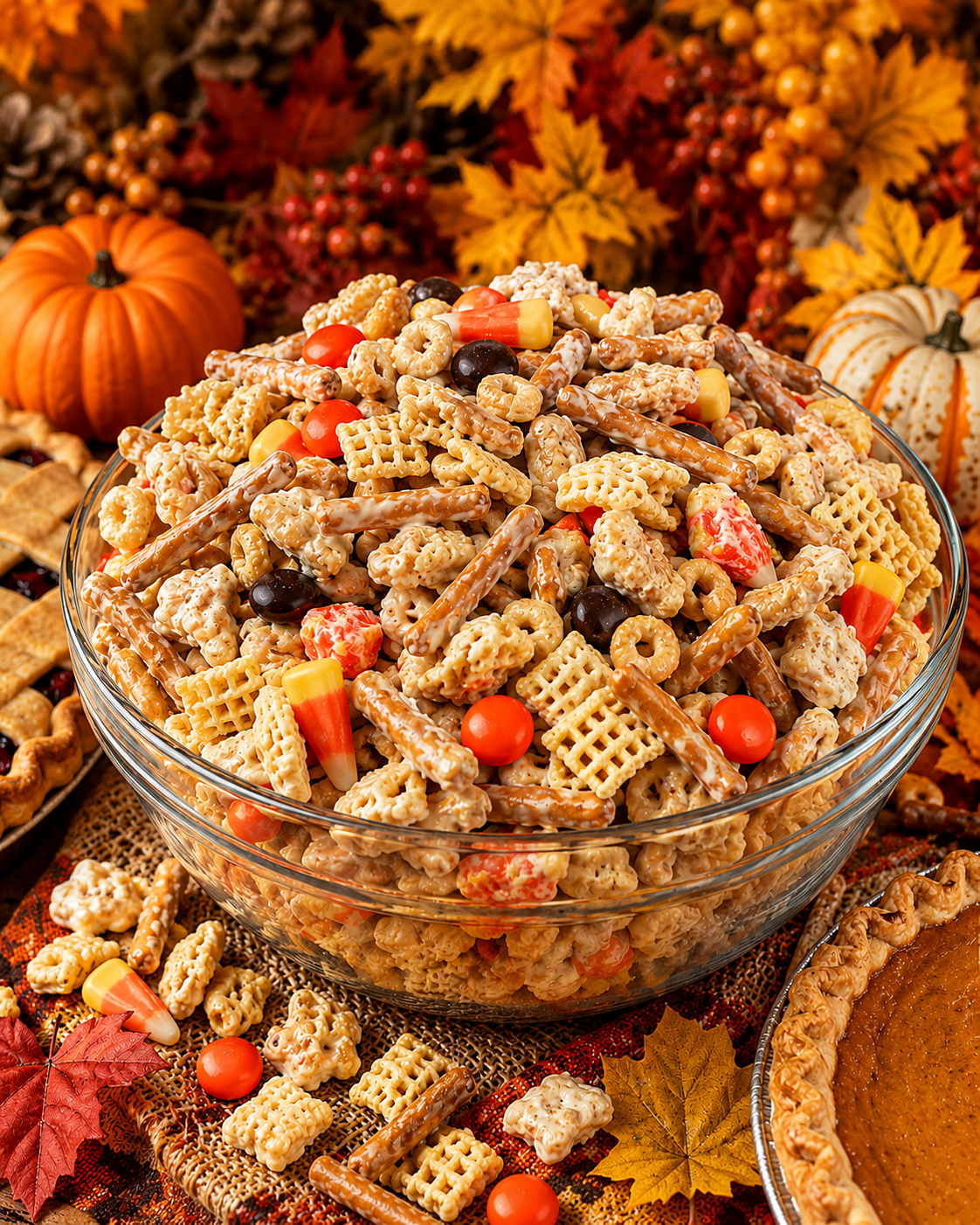 fall harvest crack in a clear serving bowl