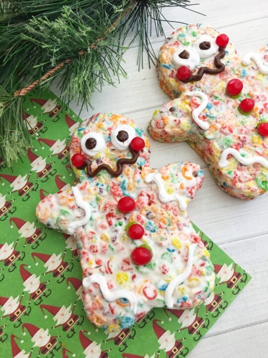 Gingerbread Krispy Treats with Fruity Pebbles!