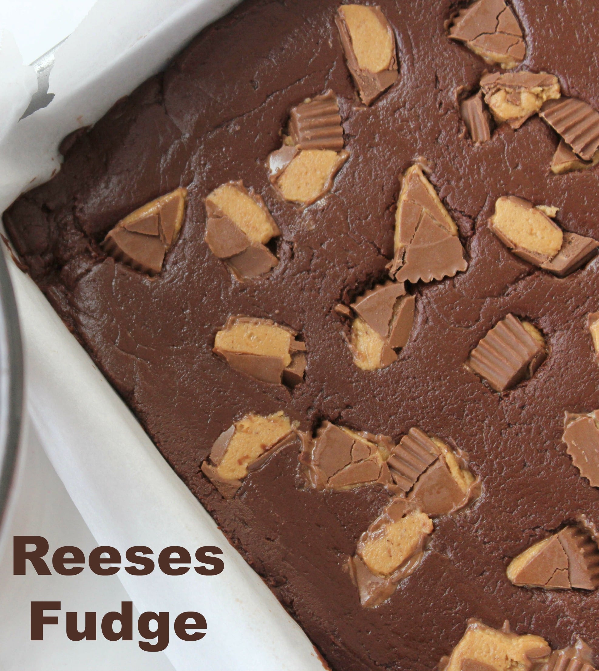 No Bake 3 Ingredient Reeses Peanut Butter Cup Fudge!