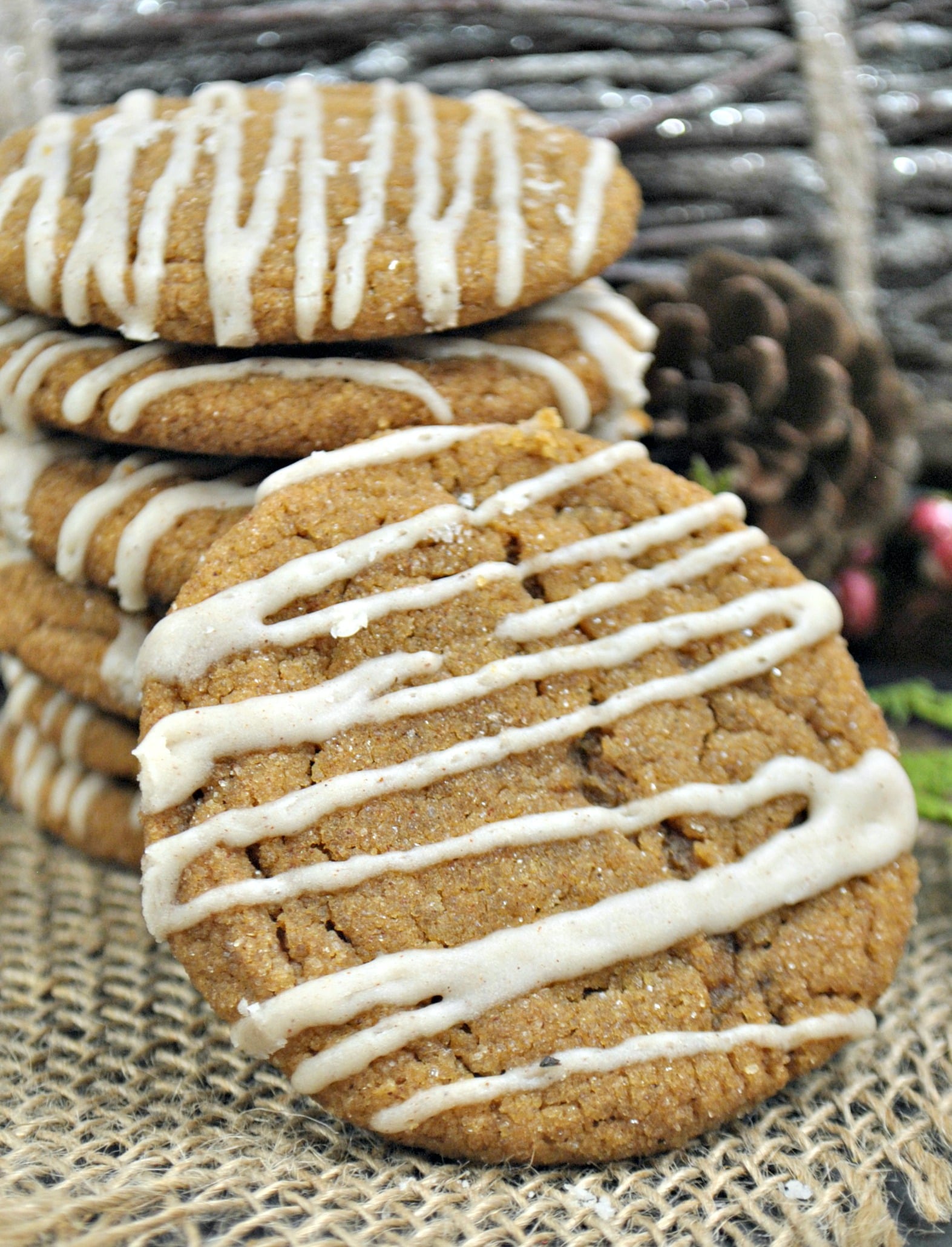 Iced Maple Gingerbread Cookies
