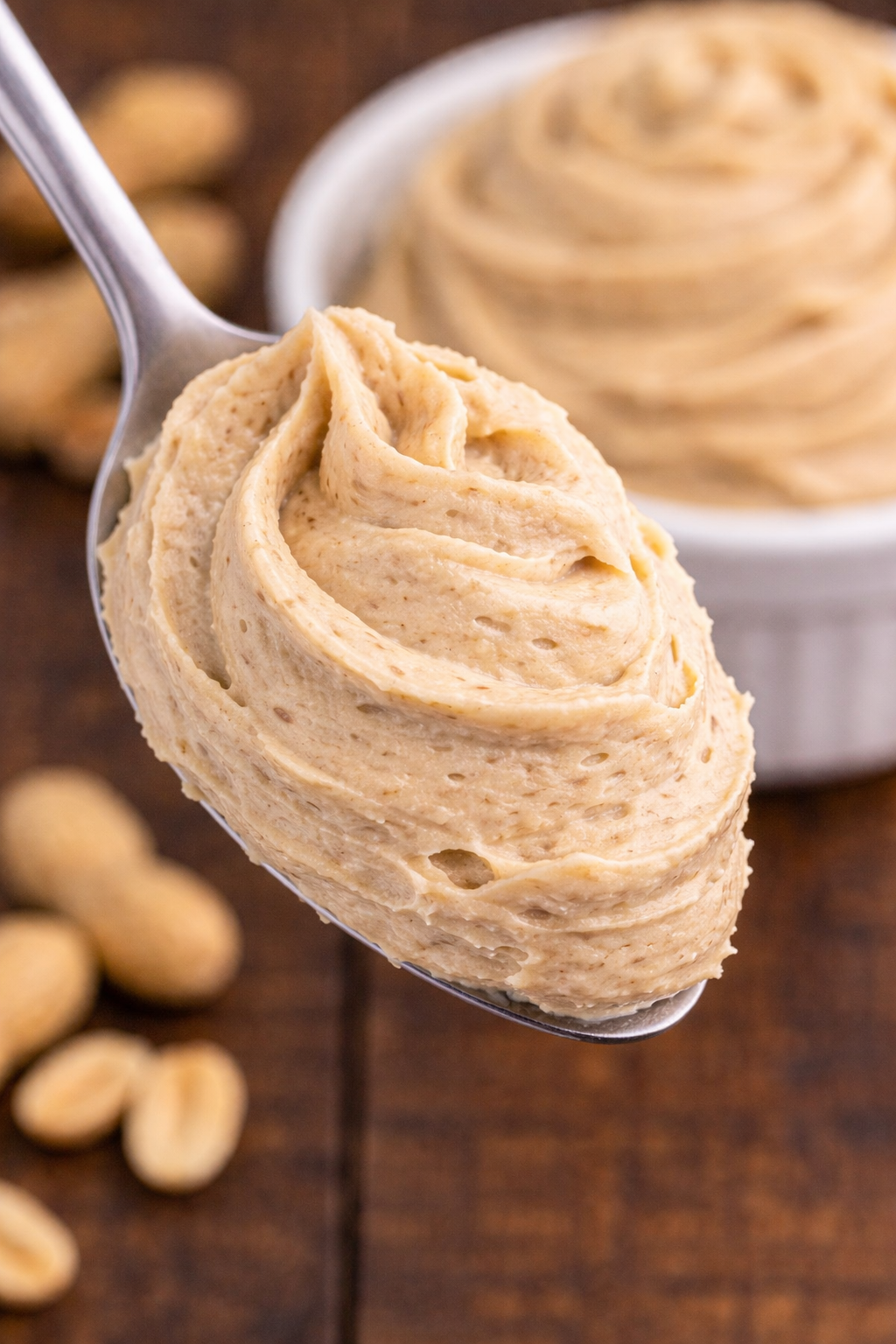 Peanut Butter Frosting on a spoon