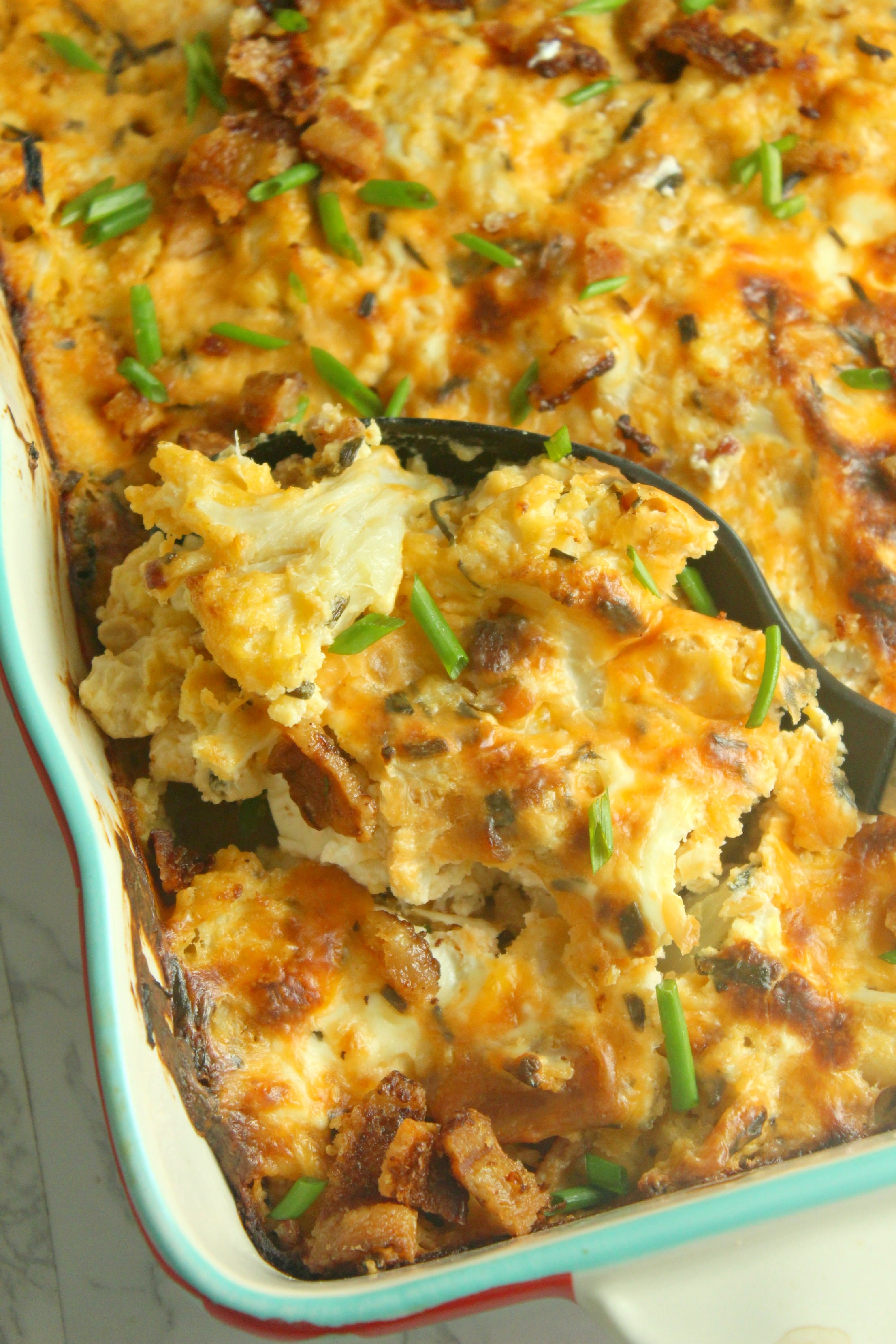Loaded Cheesy Cauliflower Casserole (Low Carb)