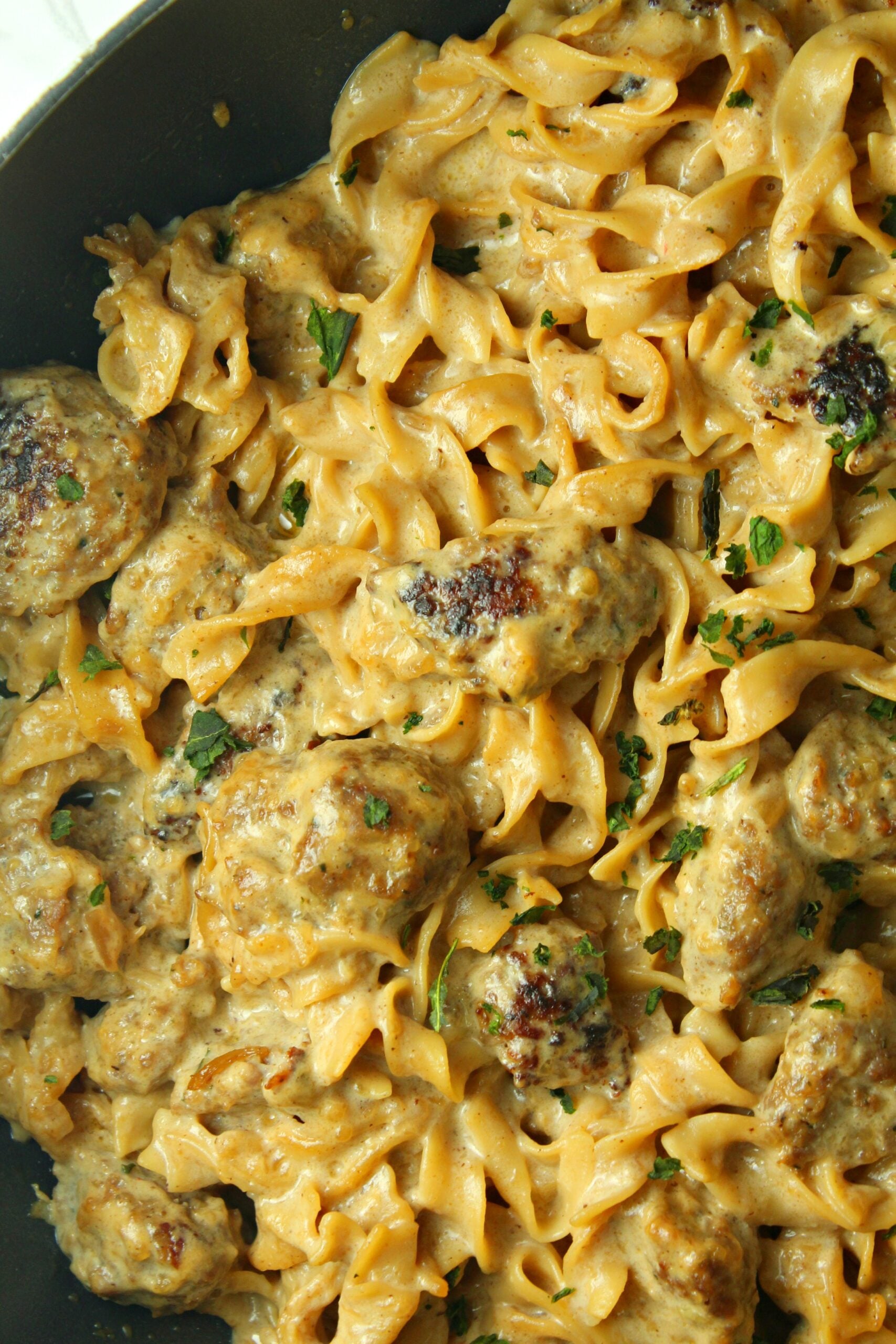 Creamy French Onion Sausage Pasta!