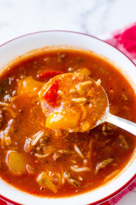 The BEST EVER Stuffed Pepper Soup!