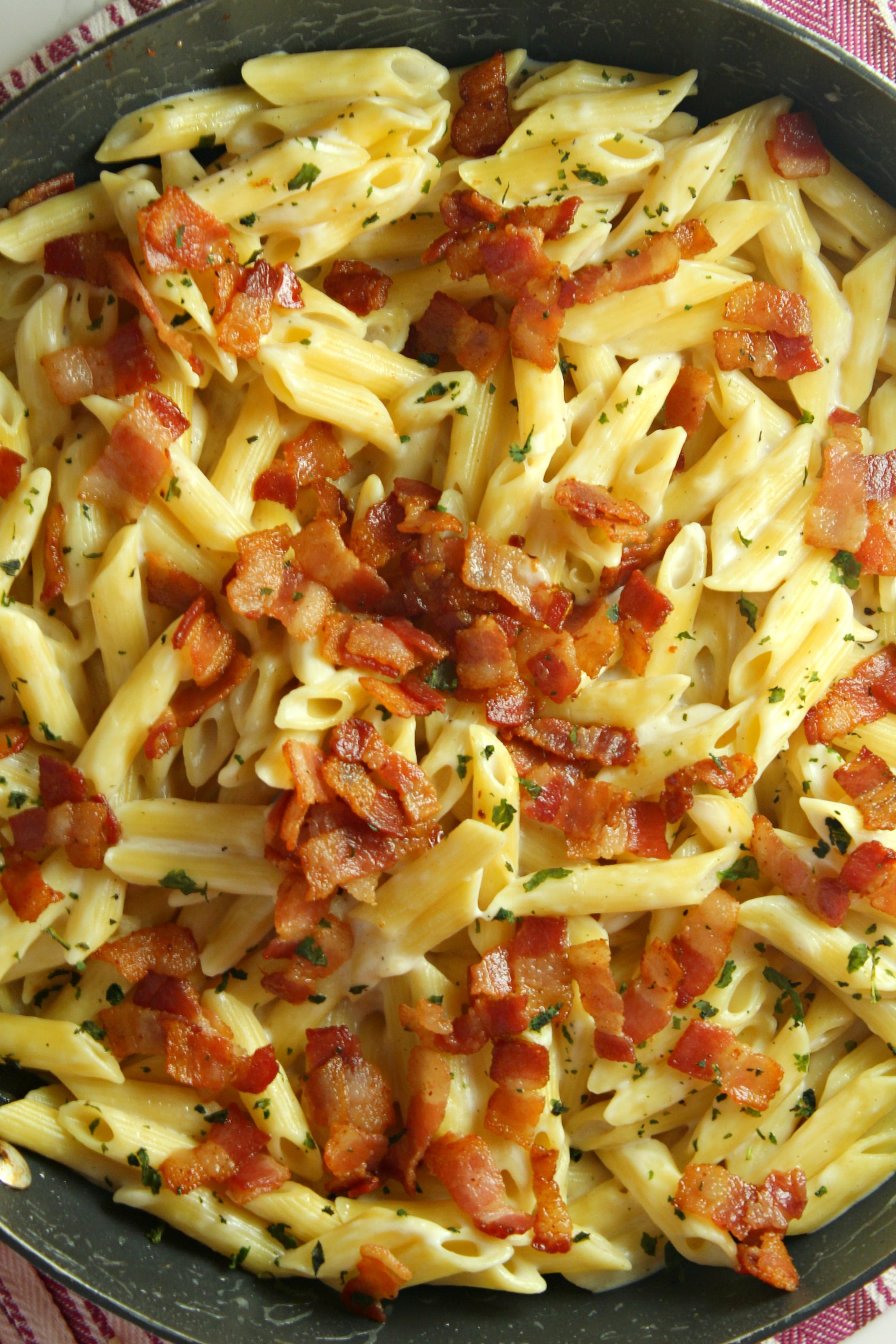 Creamy Bacon Alfredo Pasta!