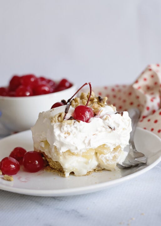 No Bake Luscious Banana Split Dessert