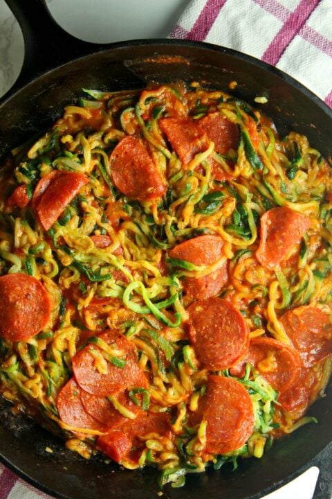 Pizza Zucchini Pasta (Low Carb)