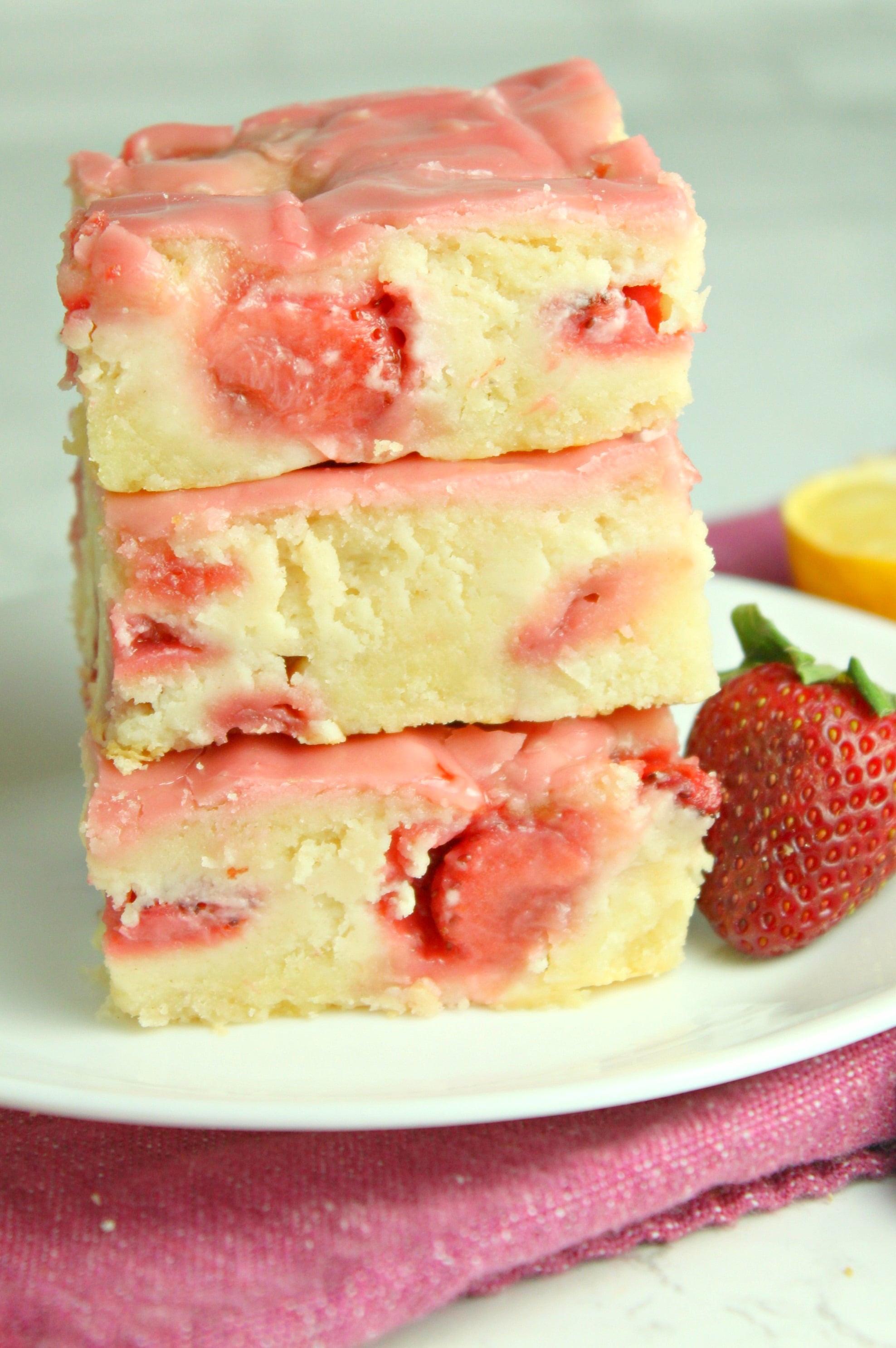 Strawberry Lemon Blondies! (no box mix!)