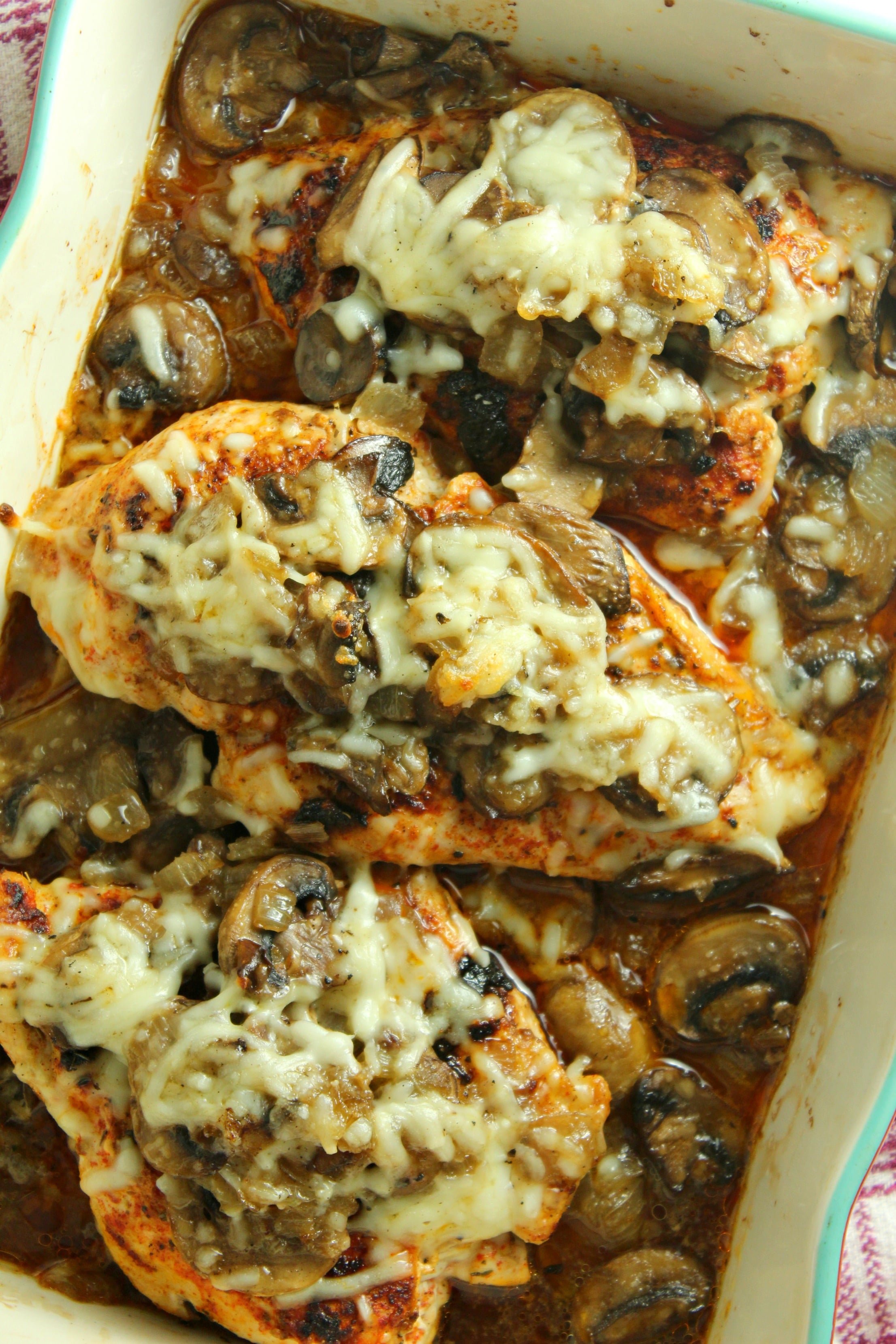 Smothered Cheesy Baked Chicken with Mushrooms (Low Carb)