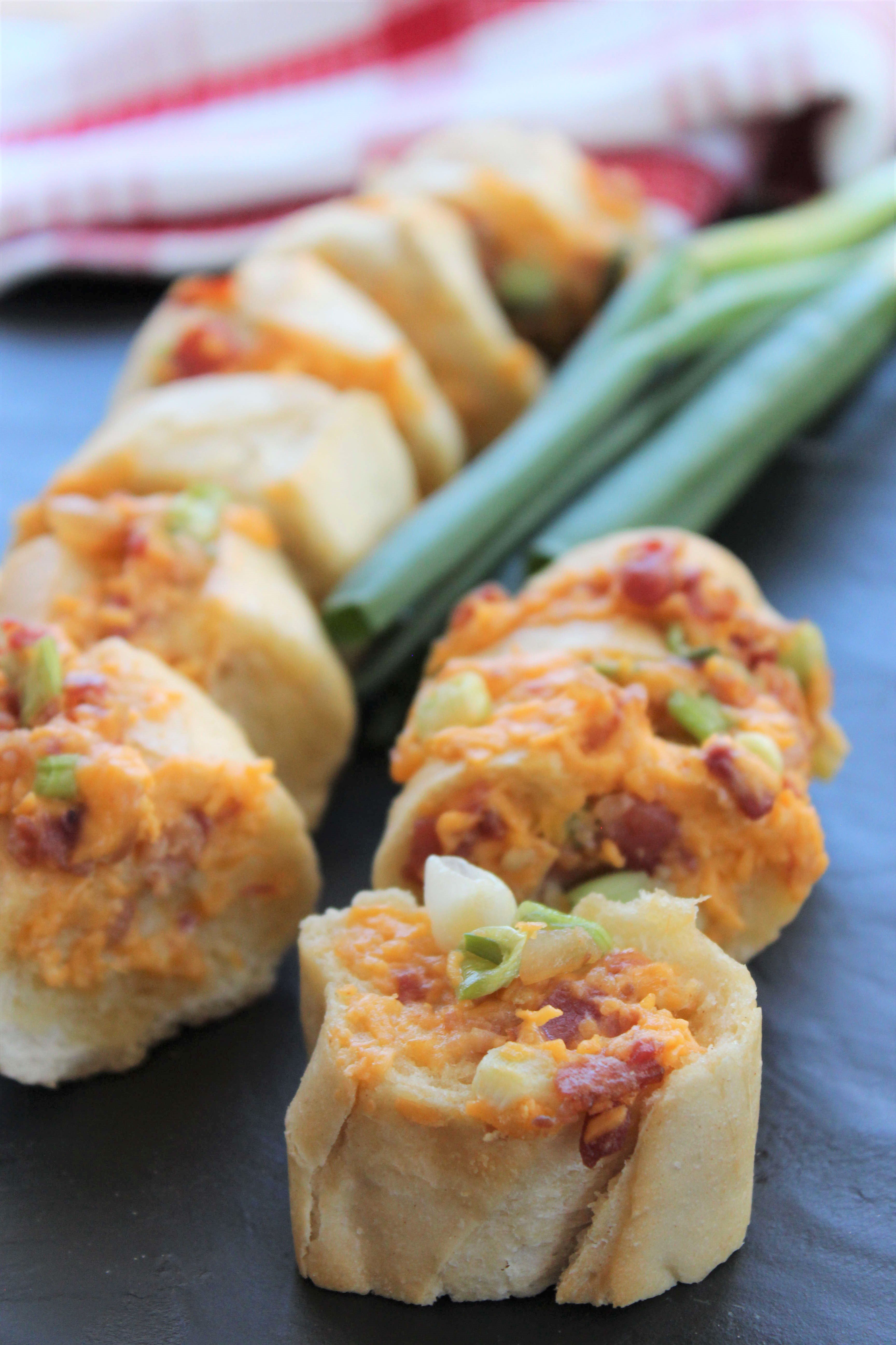 Cheddar Bacon Garlic Crack Pinwheels
