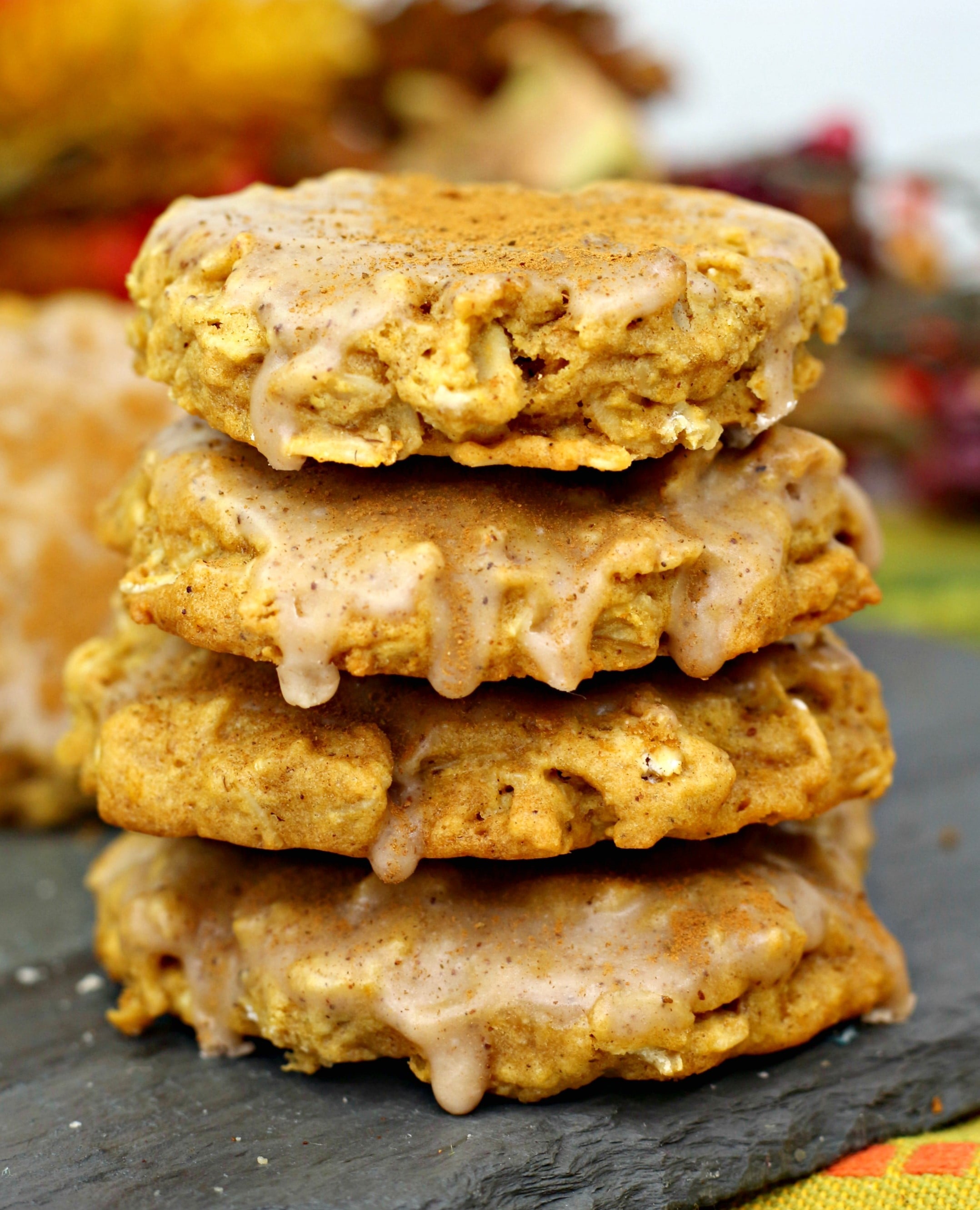 Iced Pumpkin Oatmeal Cookies