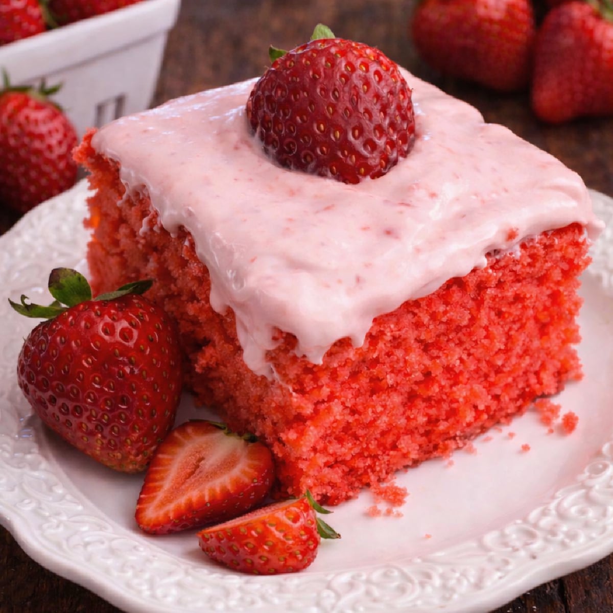 Strawberry Jello Cake with Strawberry Buttercream Frosting
