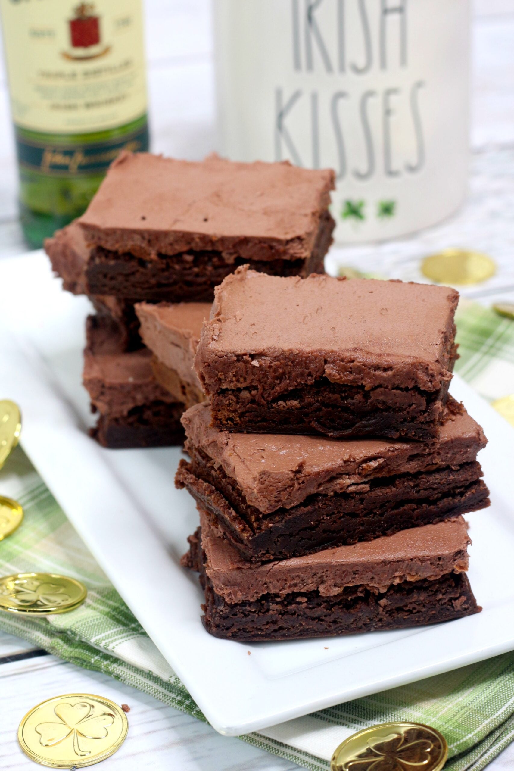 Irish Fudge Brownies with Chocolate Whiskey Buttercream Frosting