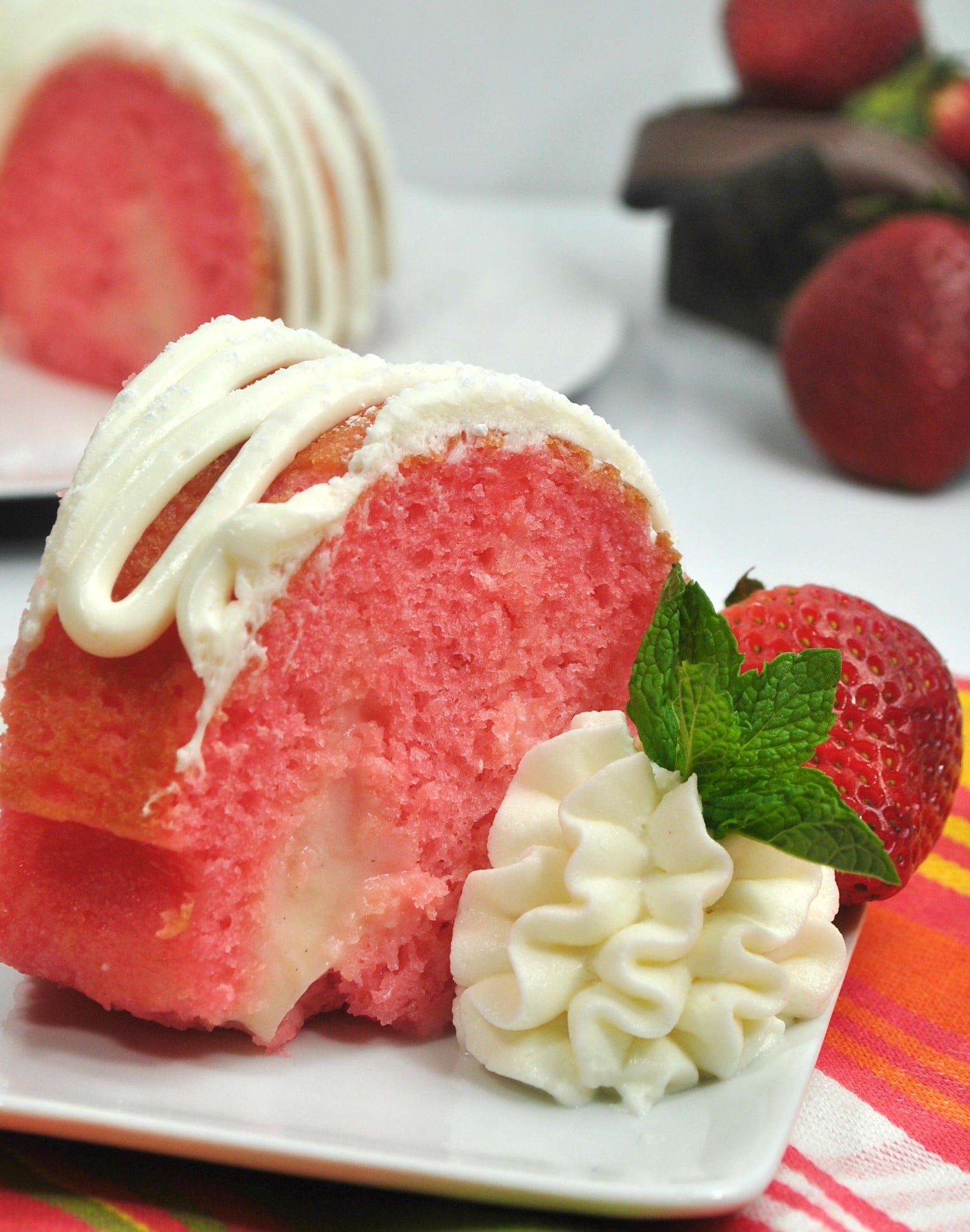 Strawberries & Cream Cake with Cream Cheese Buttercream Frosting