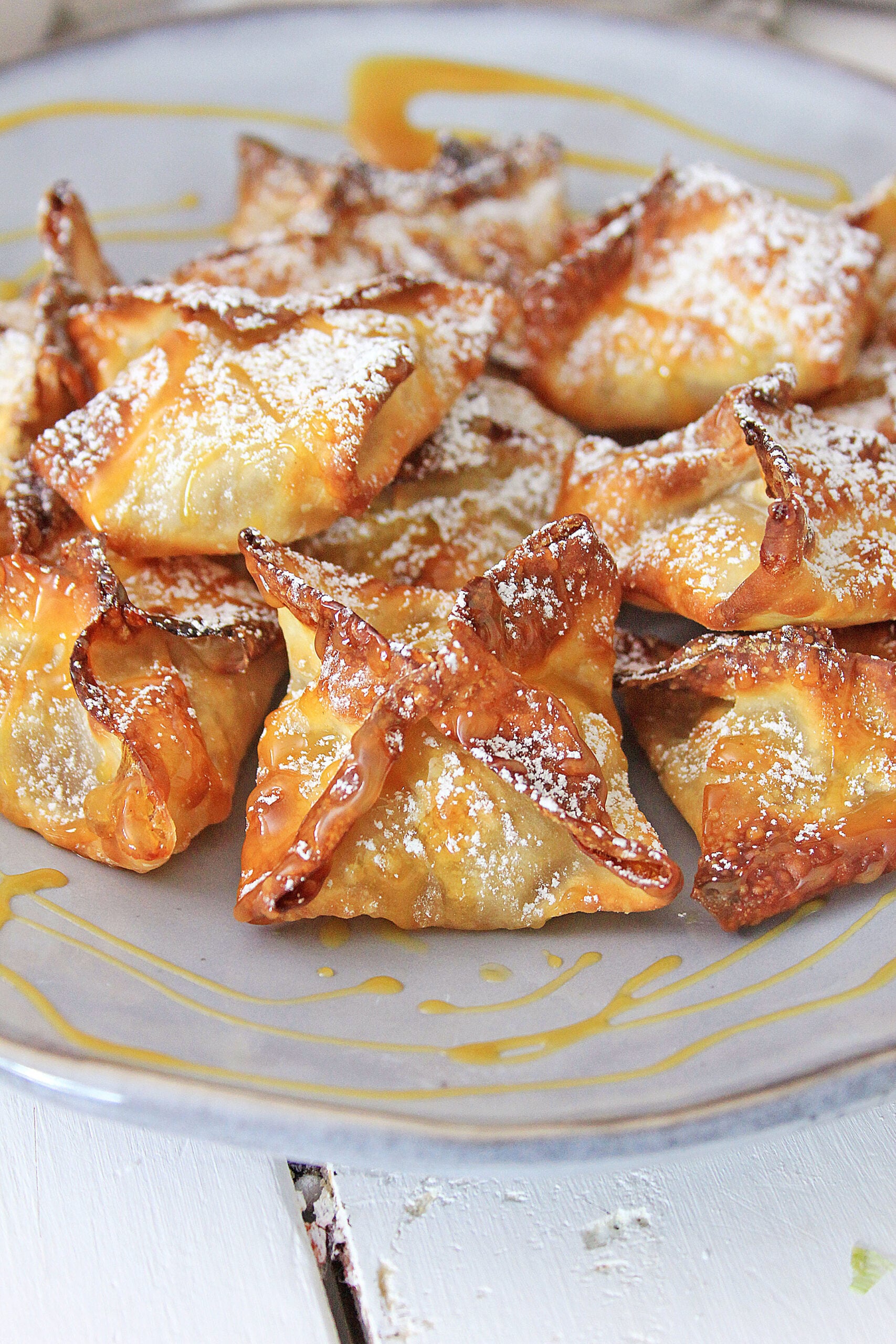 Air Fryer Caramel Apple Wontons