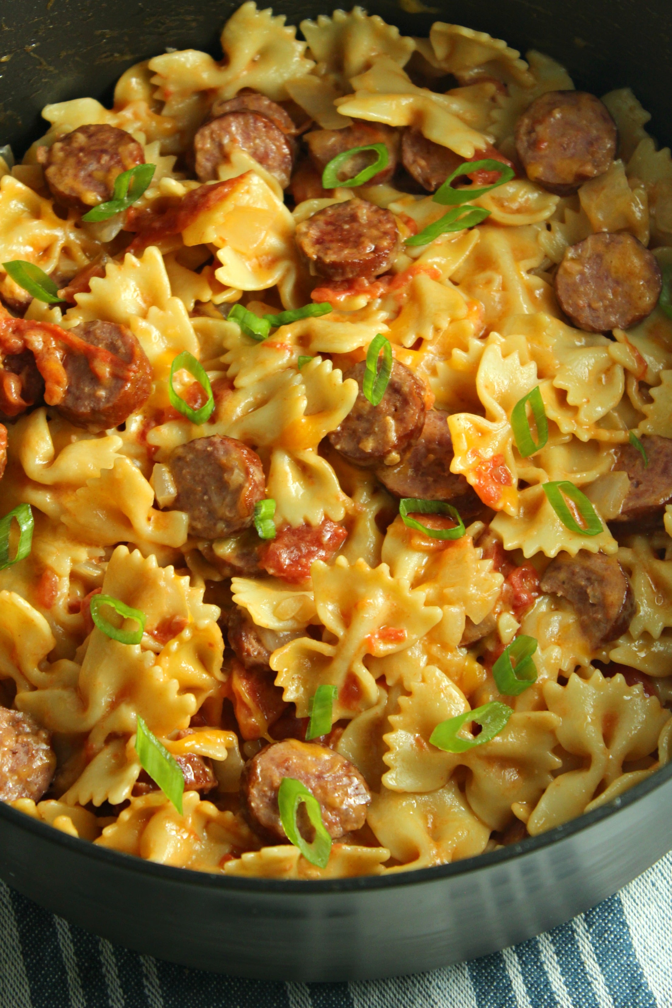 Cheesy Kielbasa Pasta (one pot meal)