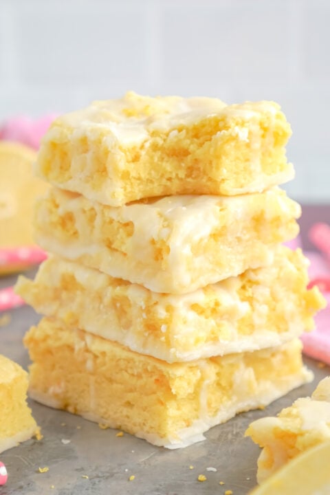 Lemon Brownies with Lemon Glaze
