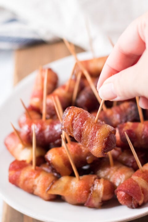 Slow Cooker Bacon Wrapped Smokies