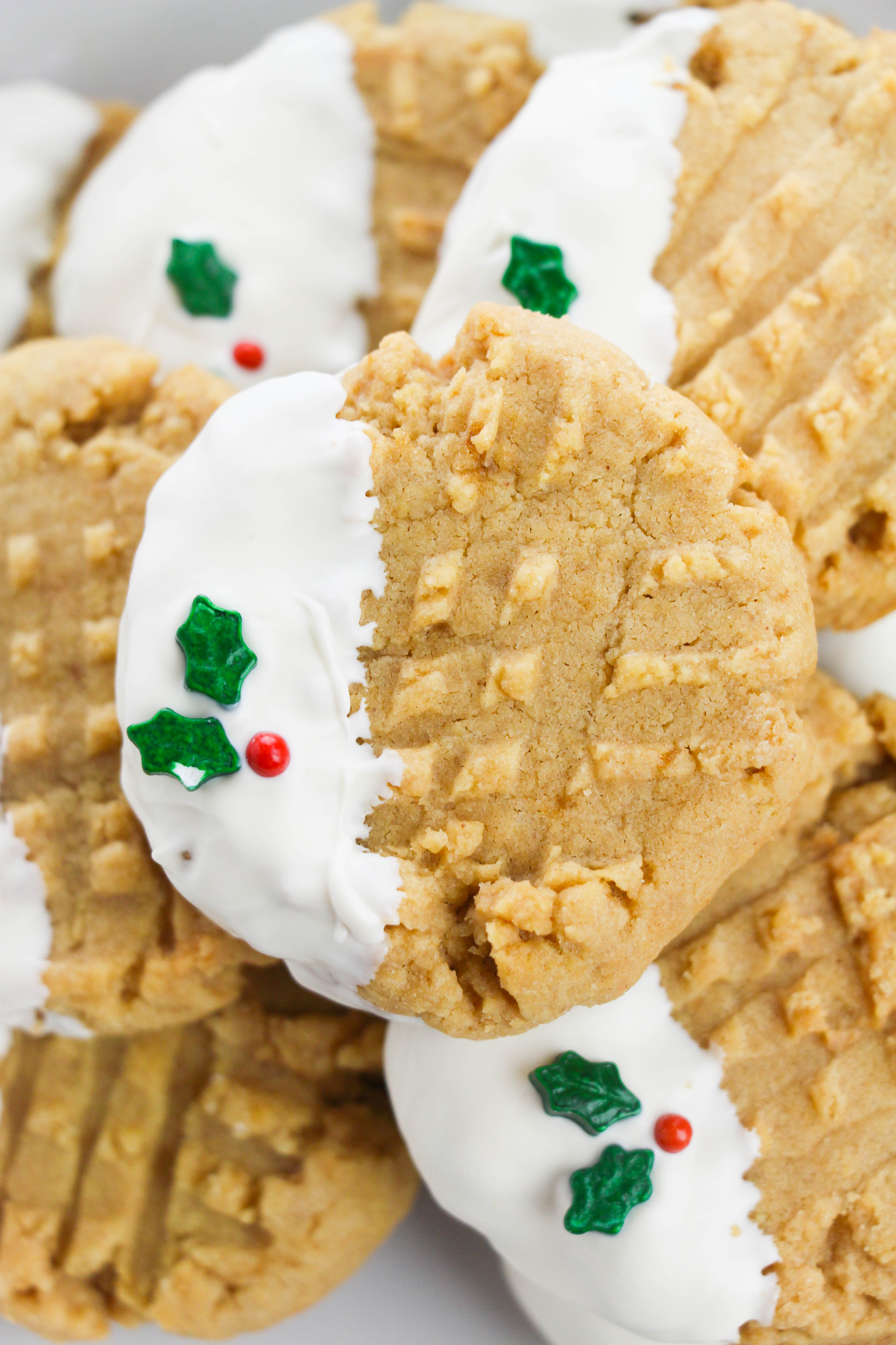 White Chocolate Dipped Peanut Butter Cookies
