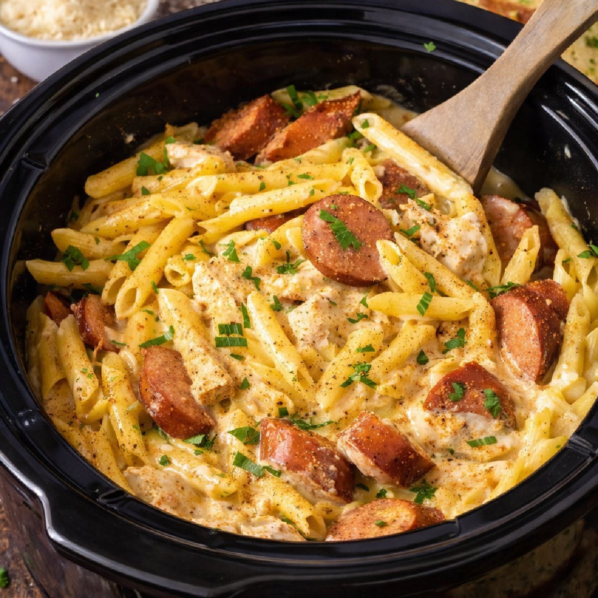 Slow Cooker Cajun Chicken Alfredo with Sausage