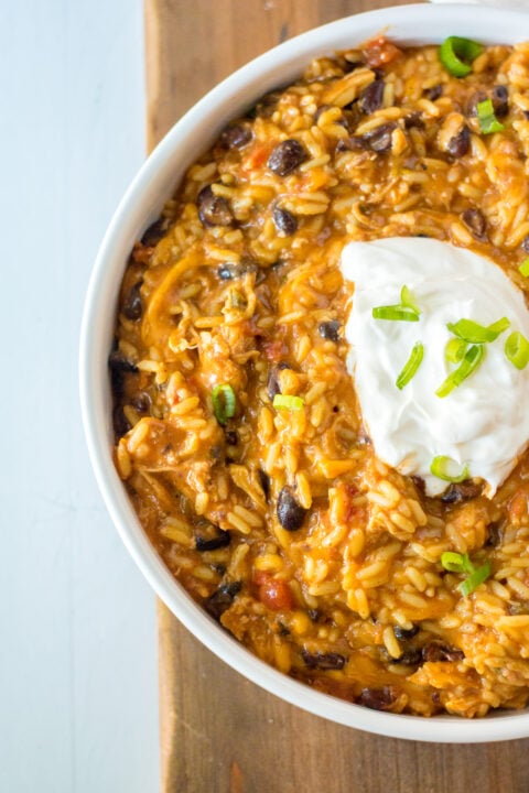 Slow Cooker Cheesy Chicken Taco Rice