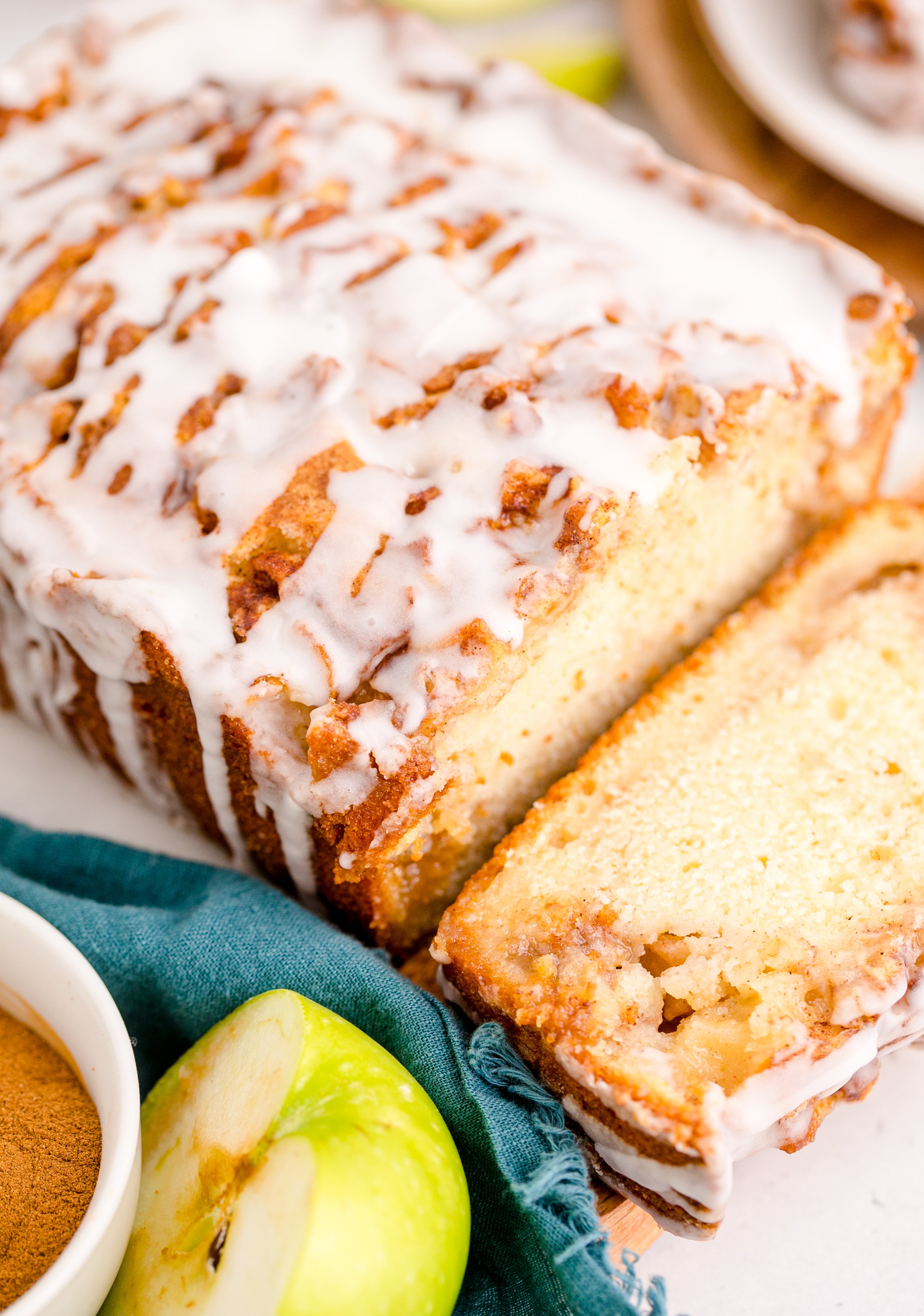 Apple Bread sliced on a counter