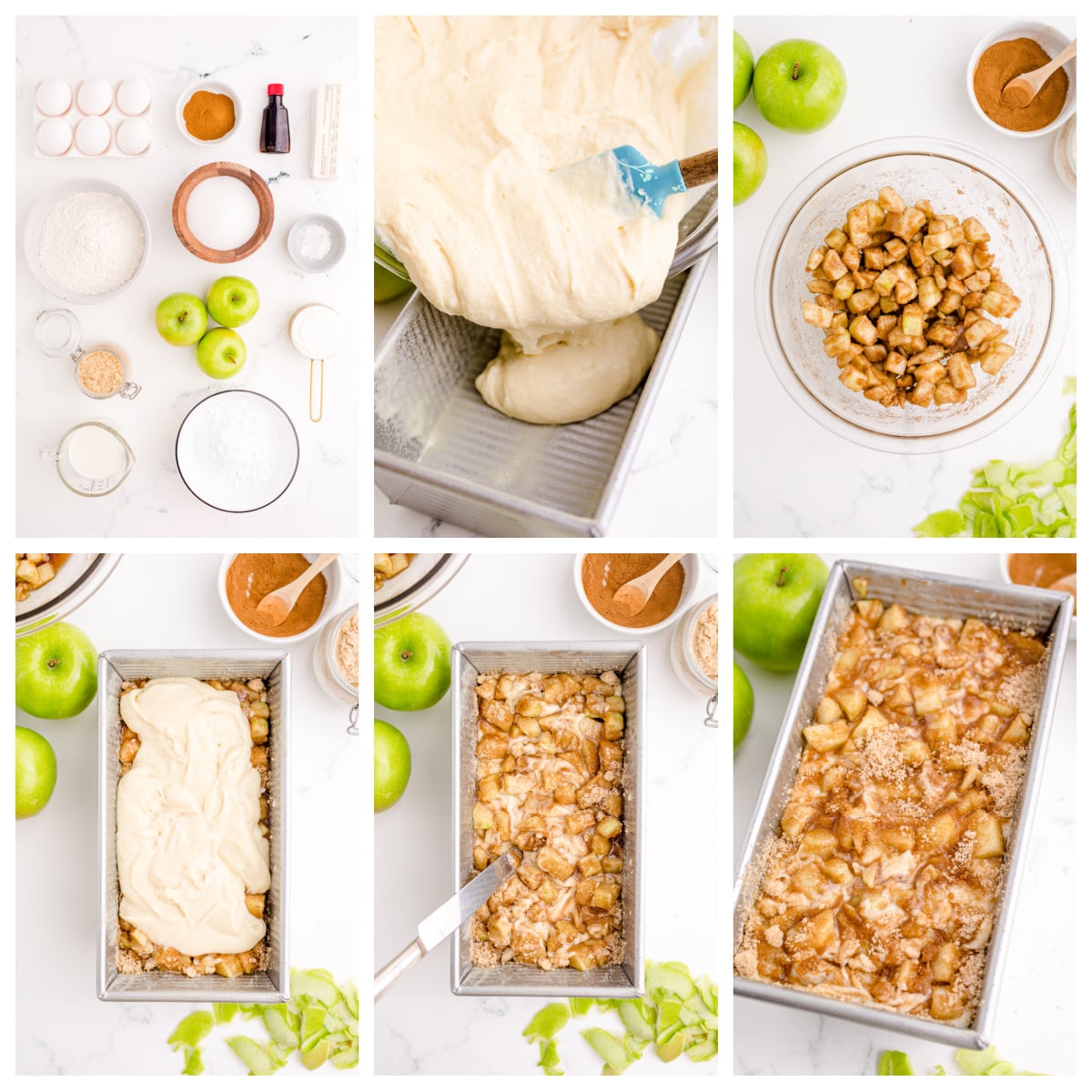 Apple Bread Collage of how to prepare the bread