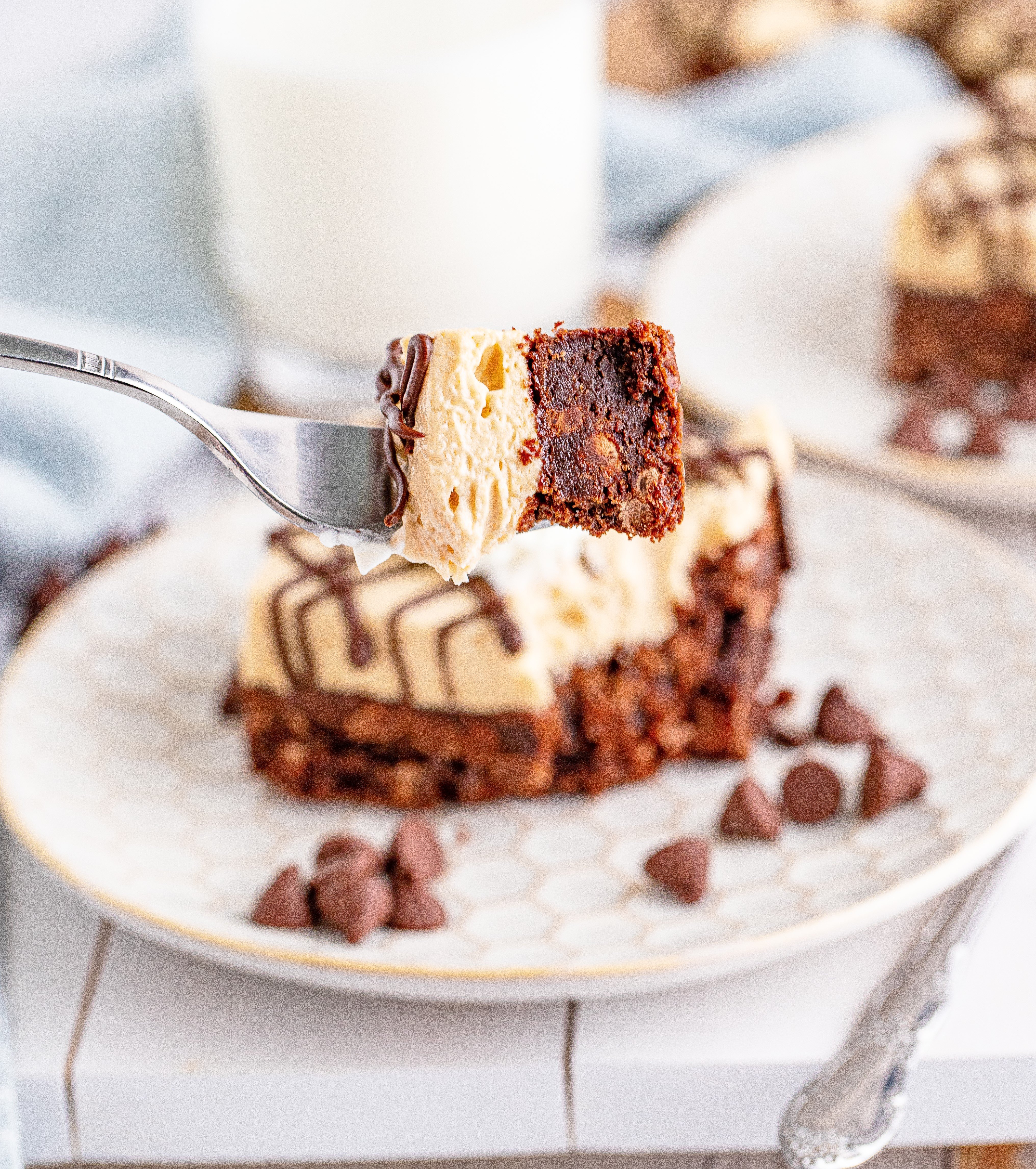 Peanut Butter Brownies bite on a fork