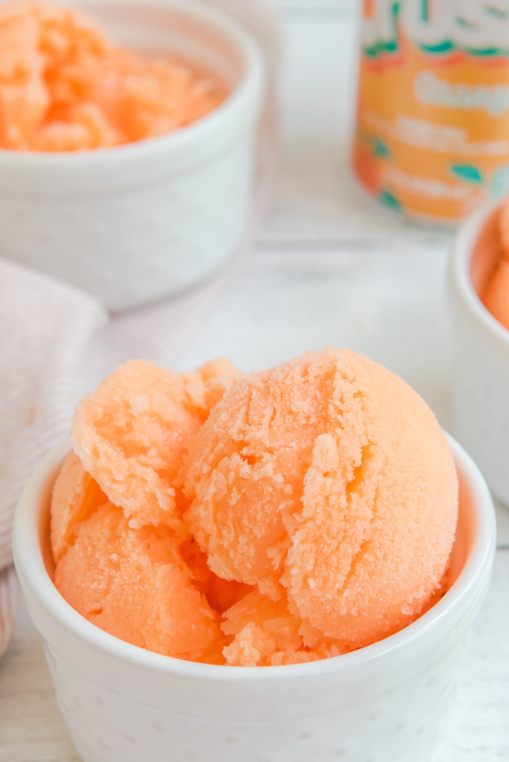 three bowls of Orange Crush Sherbet