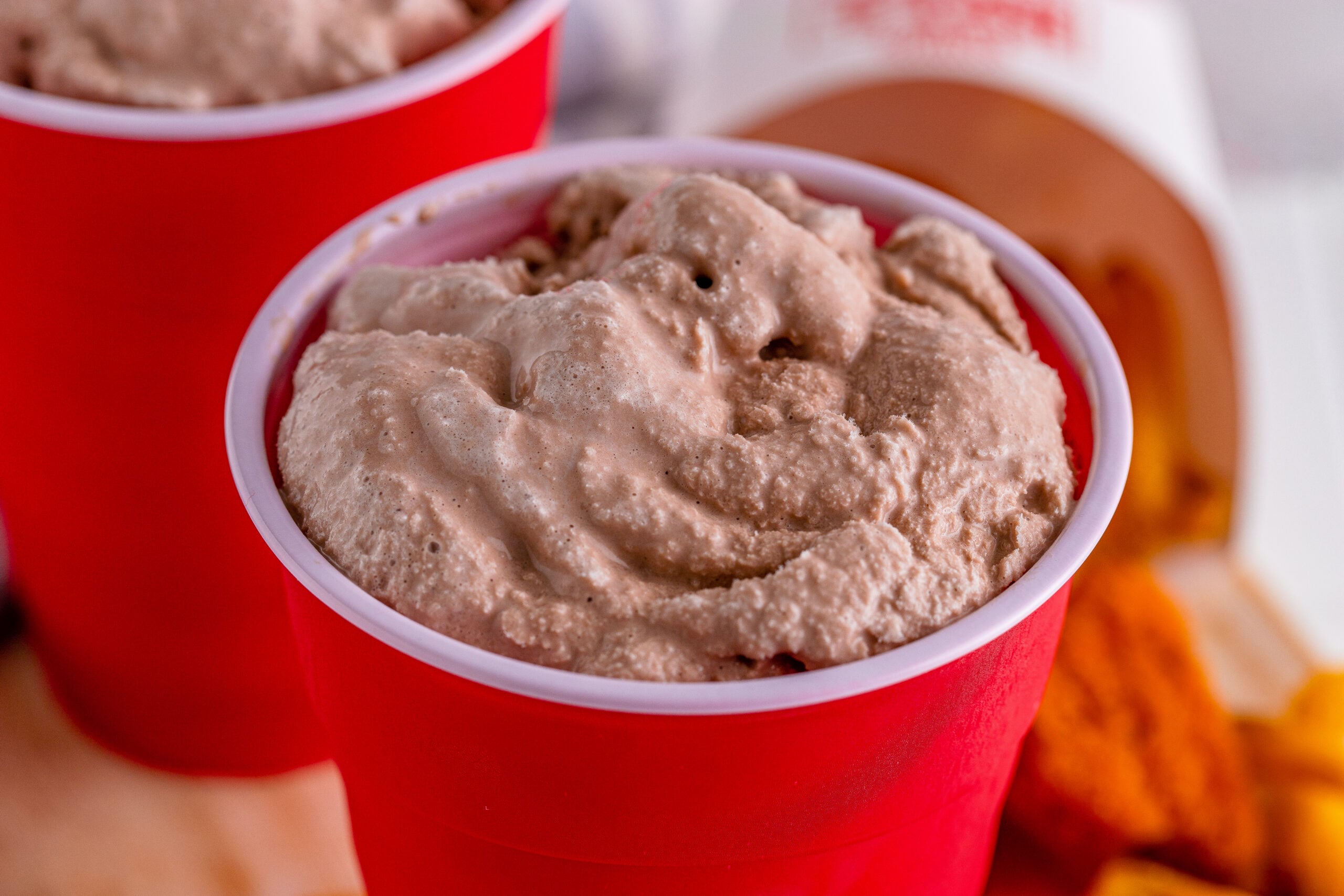 Wendys Frosty homemade in a red solo cup close up