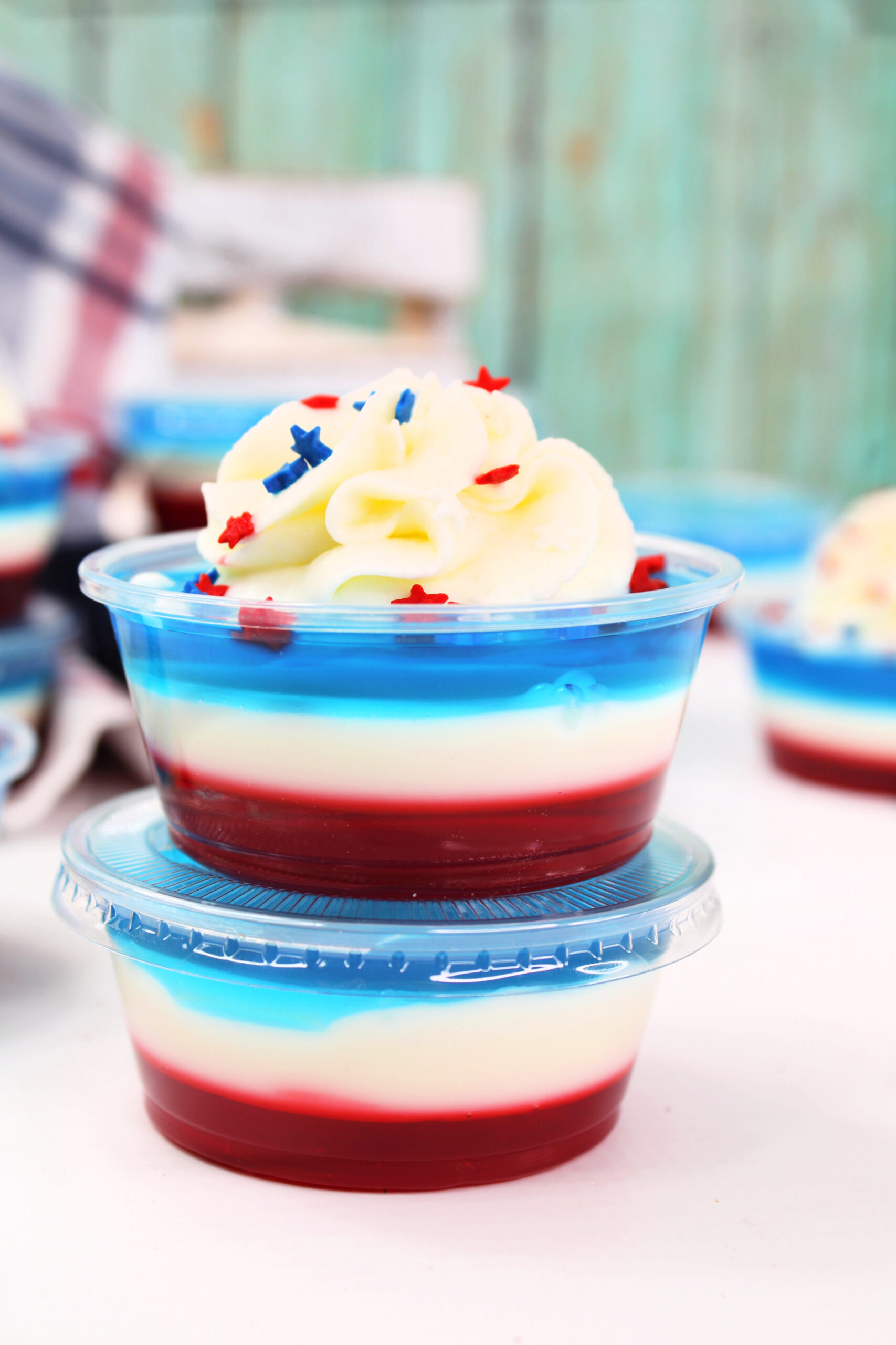 Bomb Pop Jello Shot layered red, white & blue