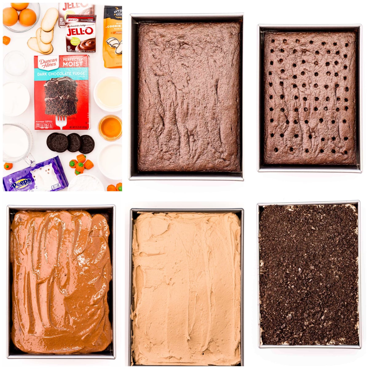 Halloween Dirt Cake how to assemble collage