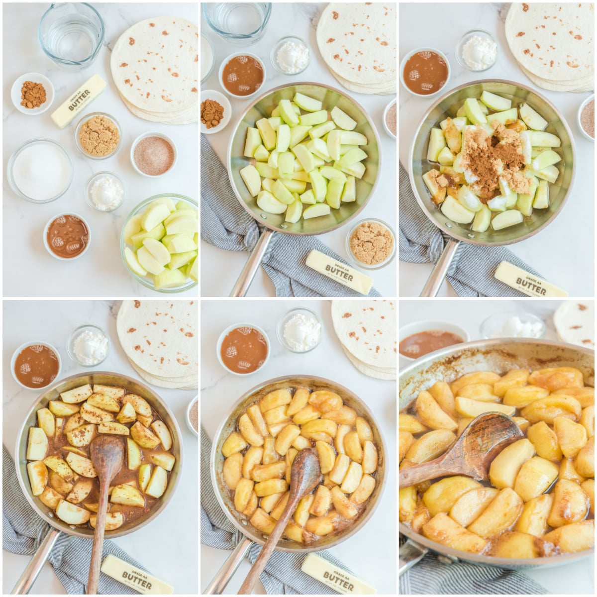 Apple Pie Enchiladas collage with ingredients