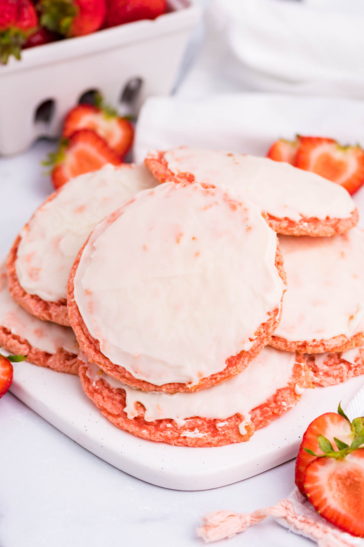 Strawberry Cool Whip Cookies close up shot