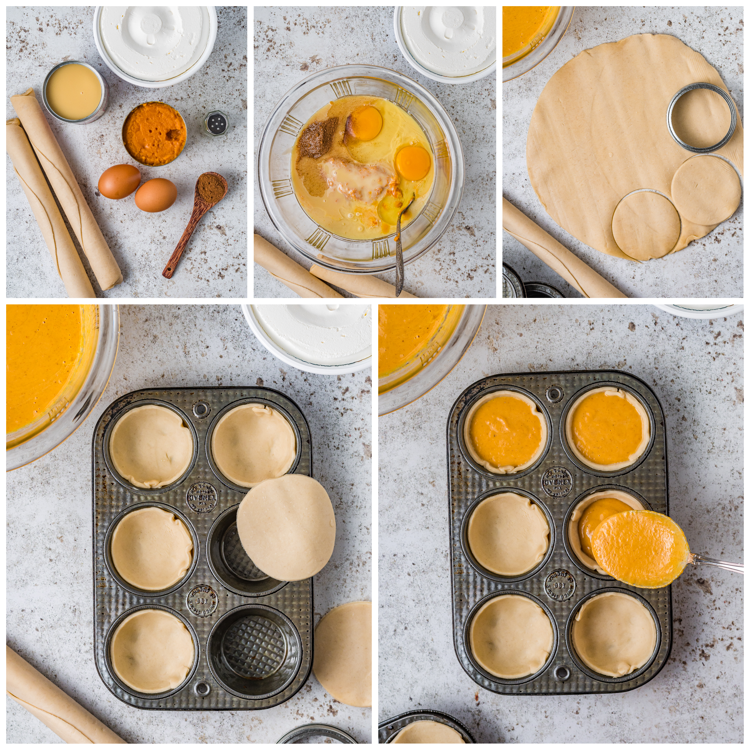 Mini Pumpkin Pie how to assemble collage photo 