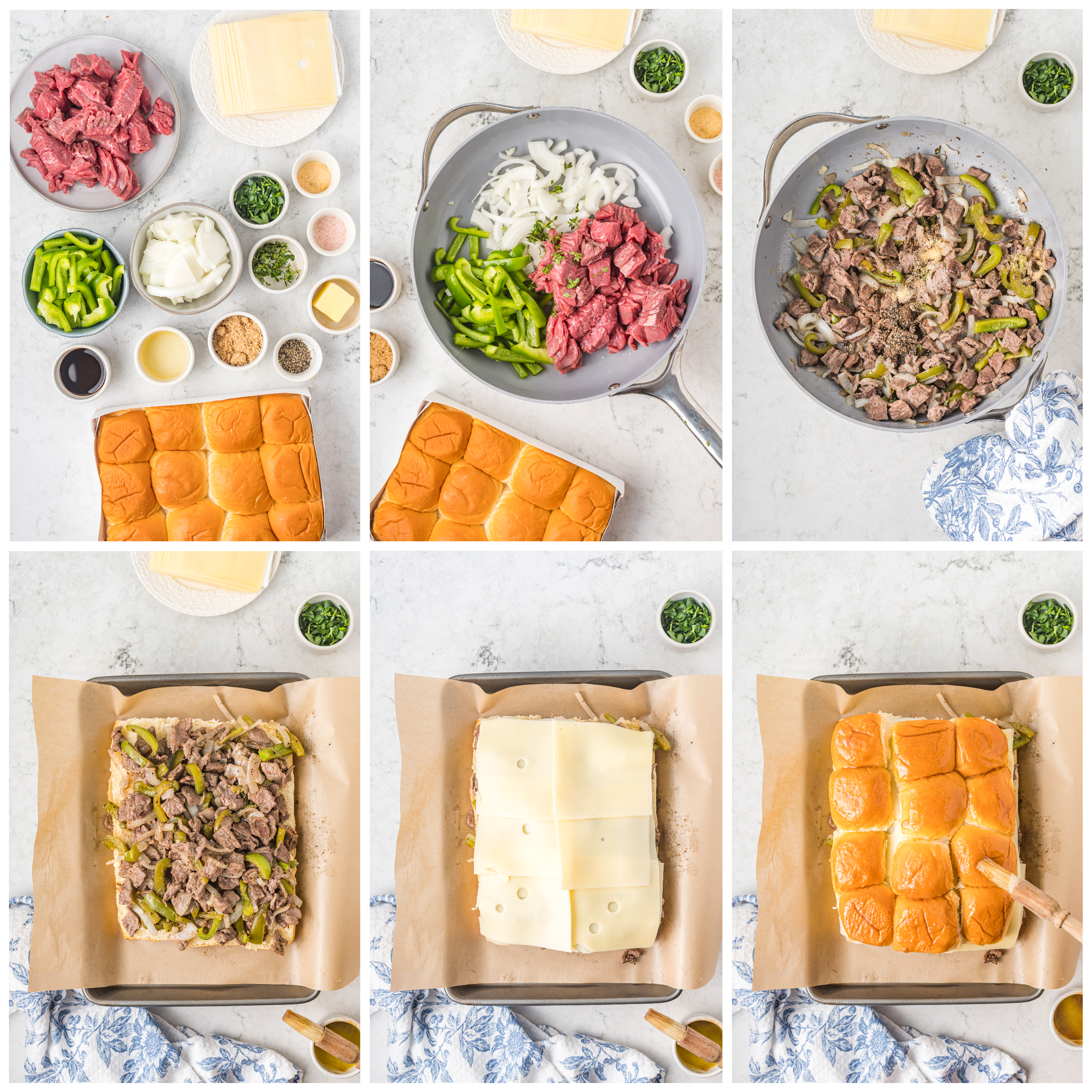 Overhead shot of the recipe process. 