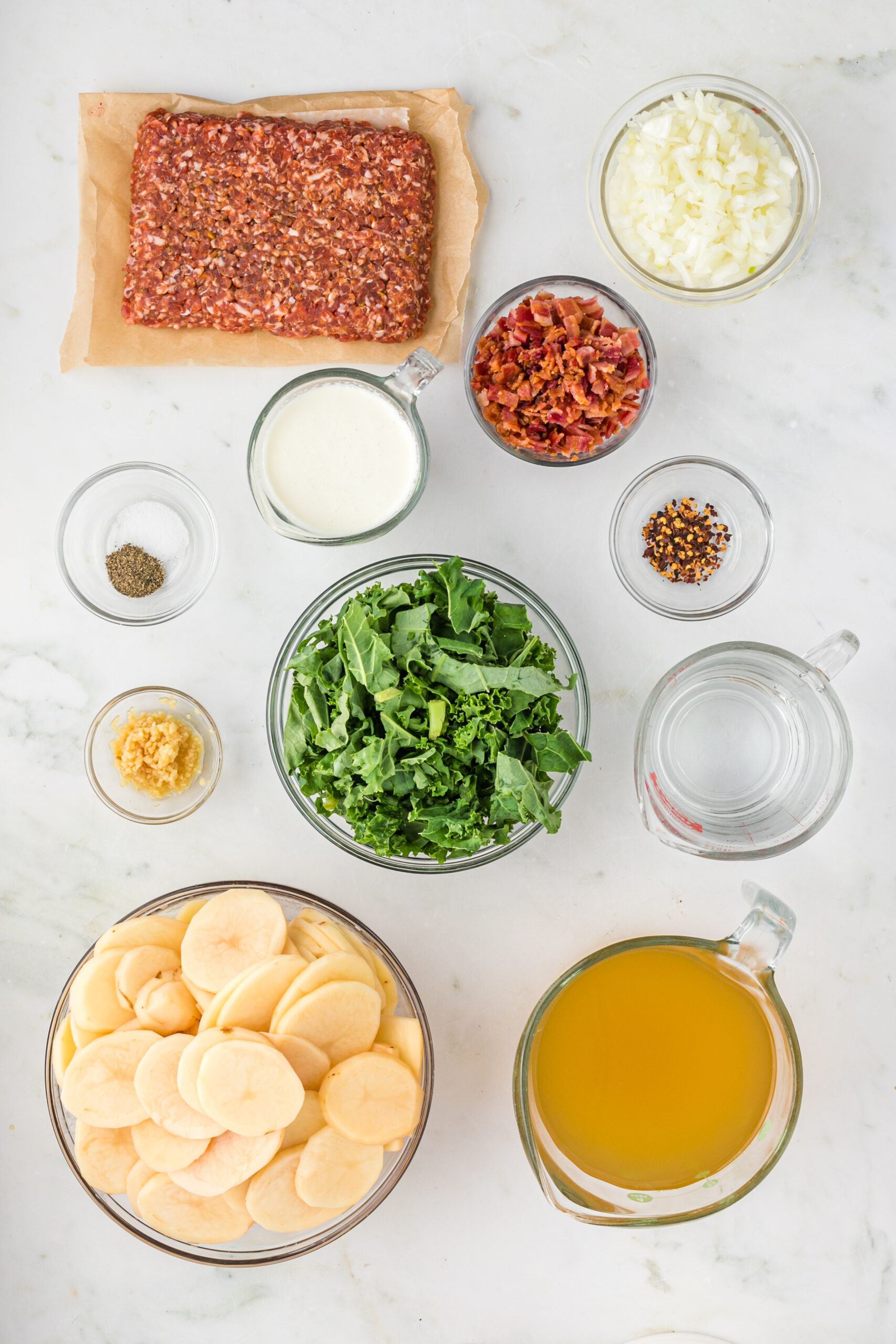 Overhead view of all ingredients needed to make the recipe.