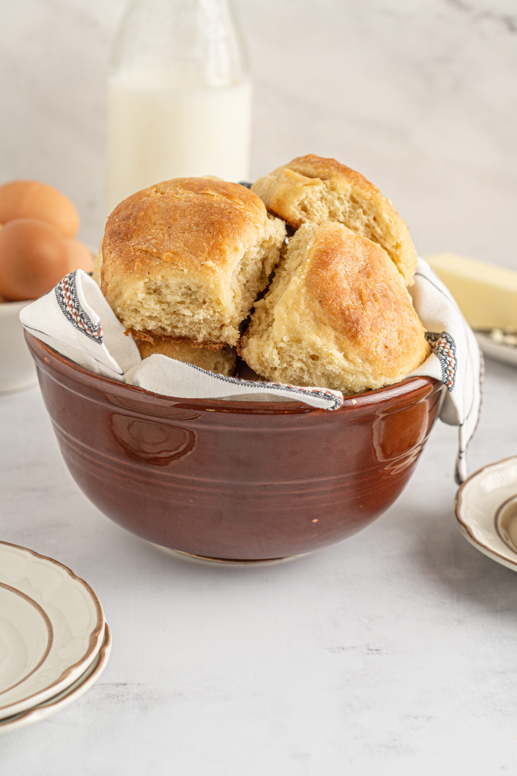 angel biscuits in a red bowl