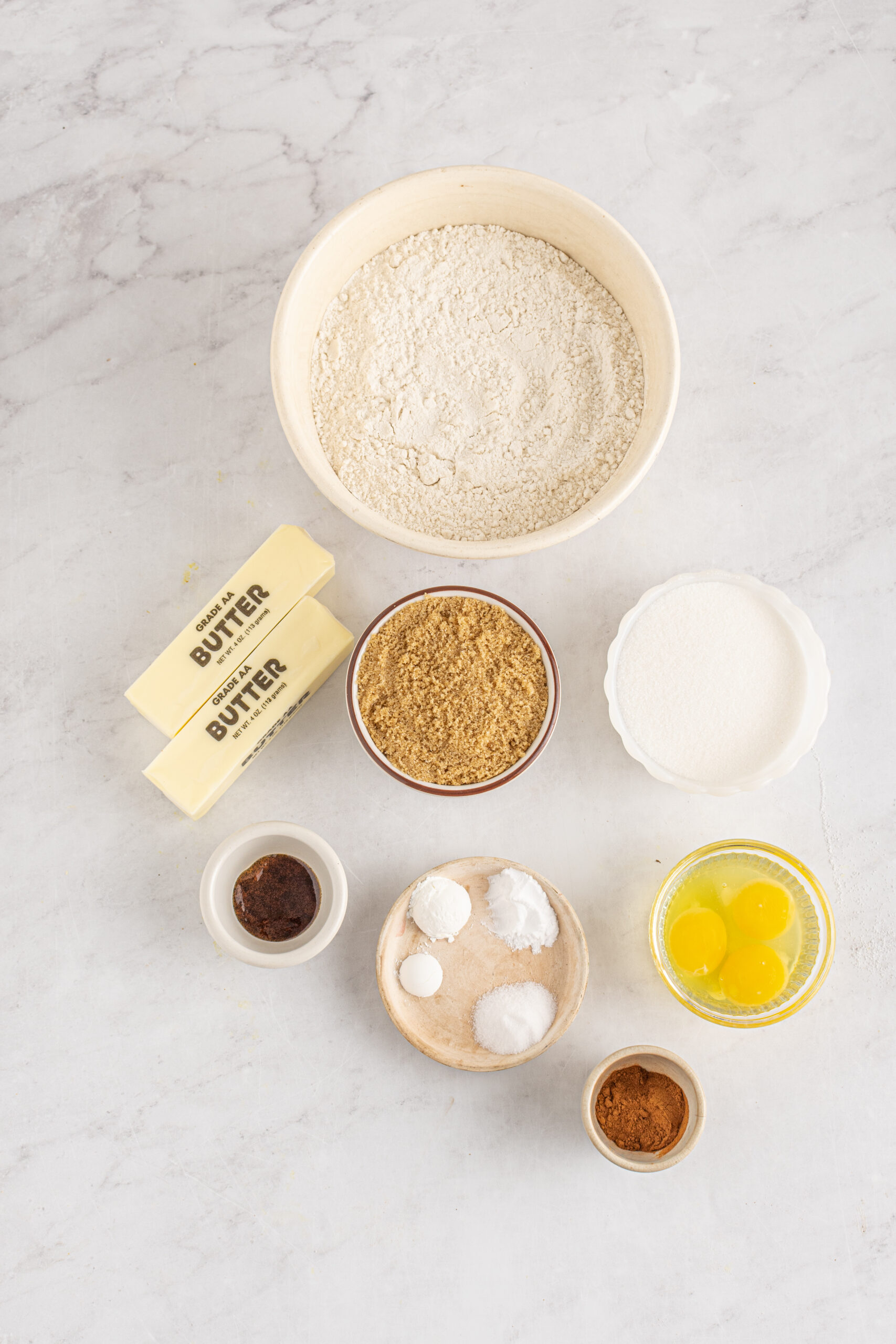 Overhead view of ingredients needed for this recipe.